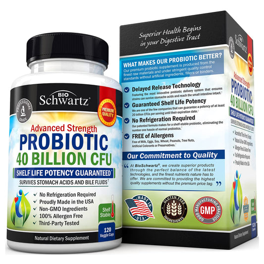Daily Probiotic Supplement 40 Billion CFU - Gut Health Complex with Astragalus
