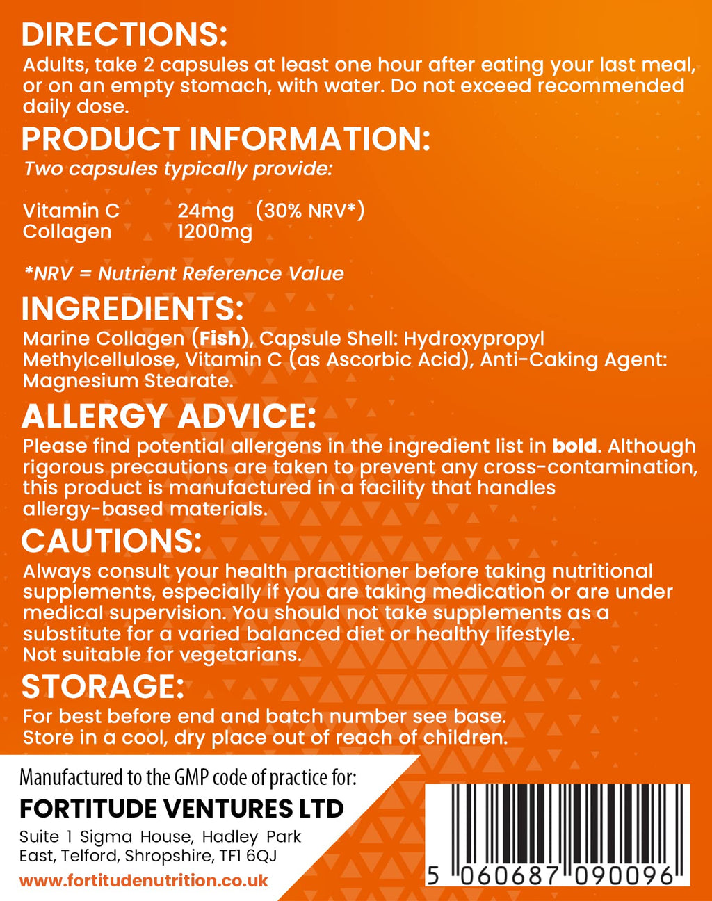 Marine Collagen Capsules | Hydrolyzed Marine Collagen with Vitamin C | High Strength Collagen