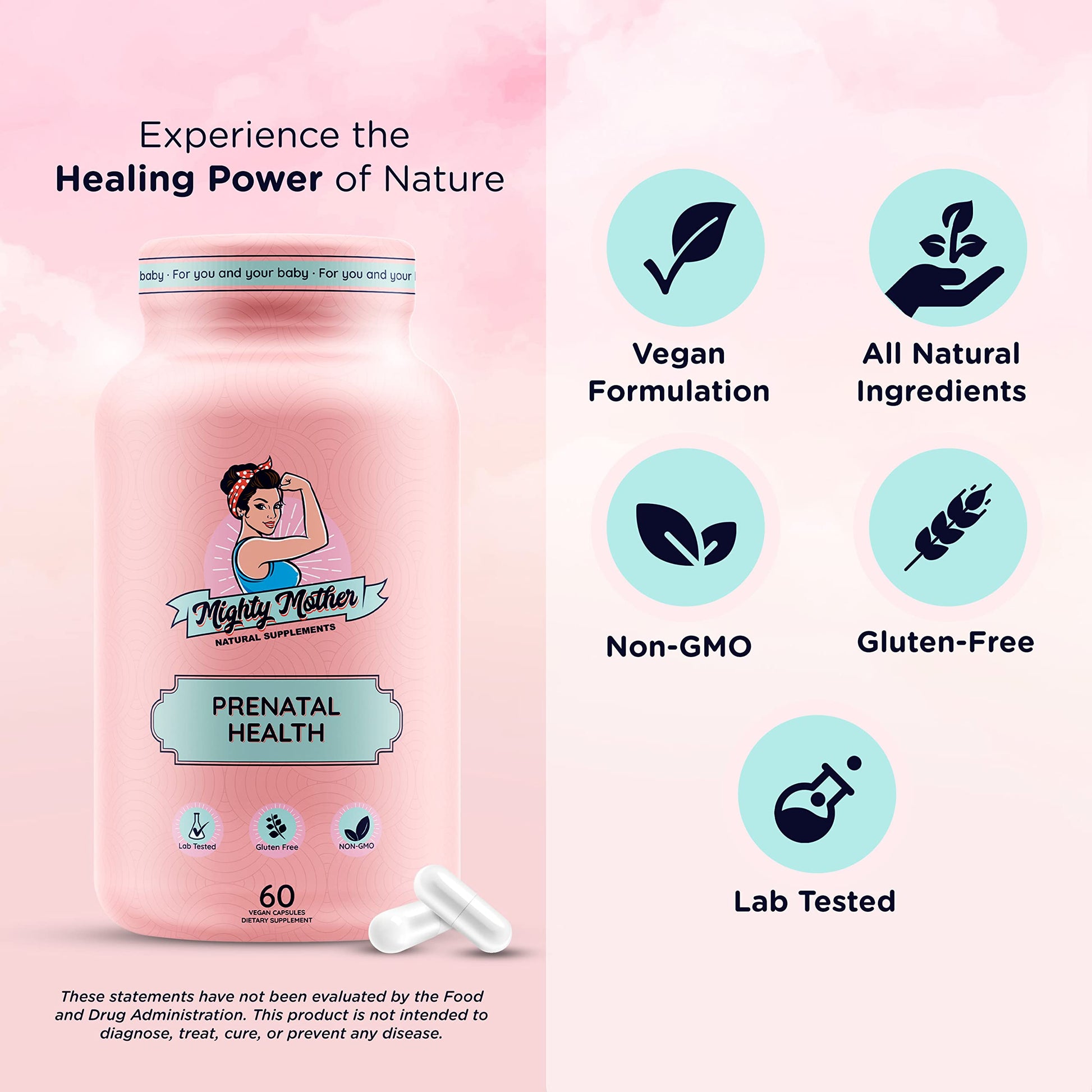 Mighty Mother Conception Fertility Prenatal Vitamins with, Iron, Folic Acid, Zinc, Biotin, Vitamin C Mighty Mother