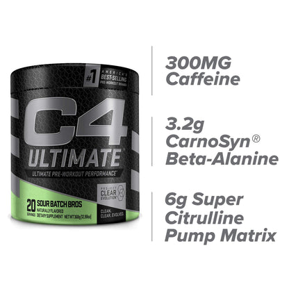 Cellucor C4 Ultimate Pre Workout Powder Sour Batch Bros - Sugar Free Preworkout Energy