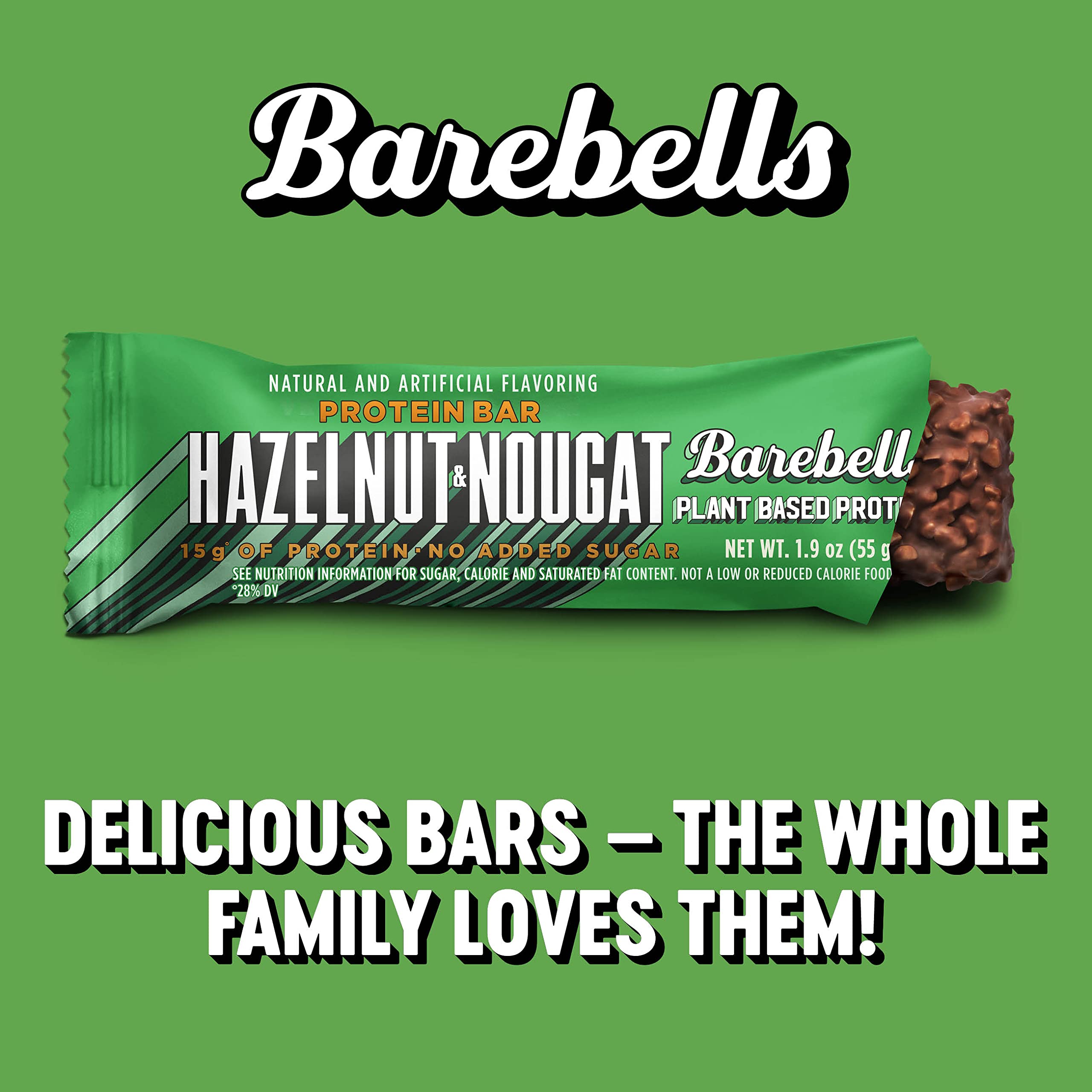 Barebells Vegan Protein Bars Hazelnut & Nougat - 12 Count, 1.9oz Bars - Features Plant BAREBELLS