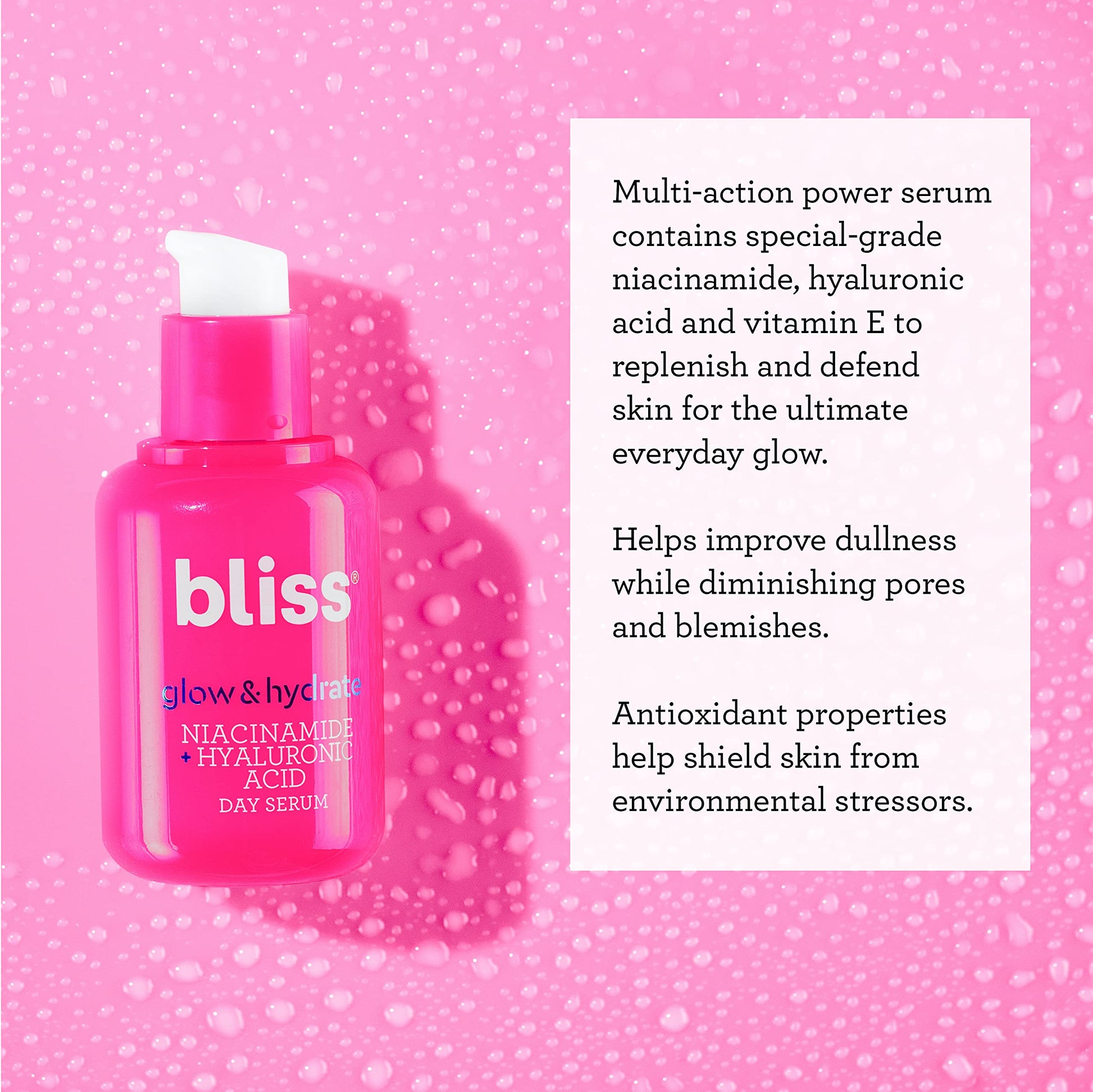 Bliss Glow and Hydrate Serum - Niacinamide + Hyaluronic Acid - 1 Fl Oz Bliss