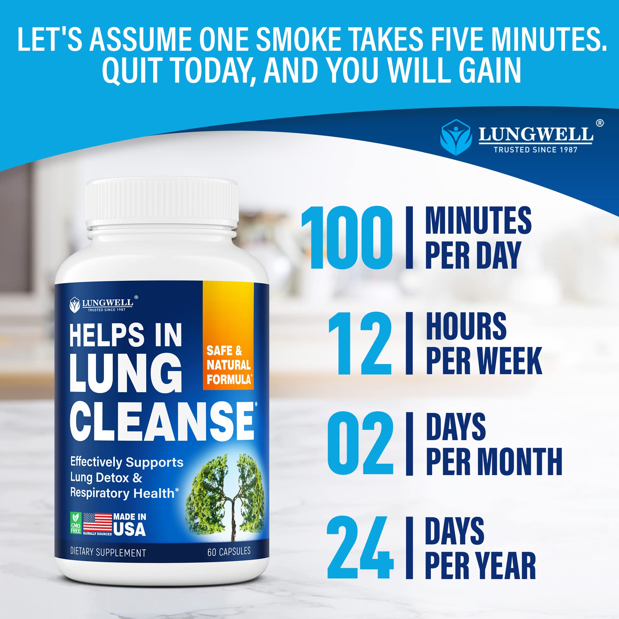 LUNGWELL Quit Smoking Aid - Made in USA - Helps to Clear Lungs & Stop LUNGWELL