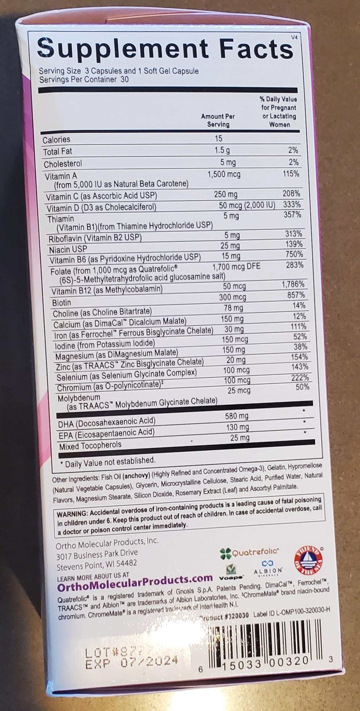 Prenatal Complete with DHA Ortho Molecular Products