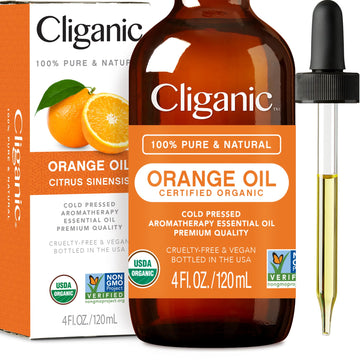 Cliganic USDA Organic Sweet Orange Essential Oil, 4oz - 100% Pure Natural for Aromatherapy Diffuser
