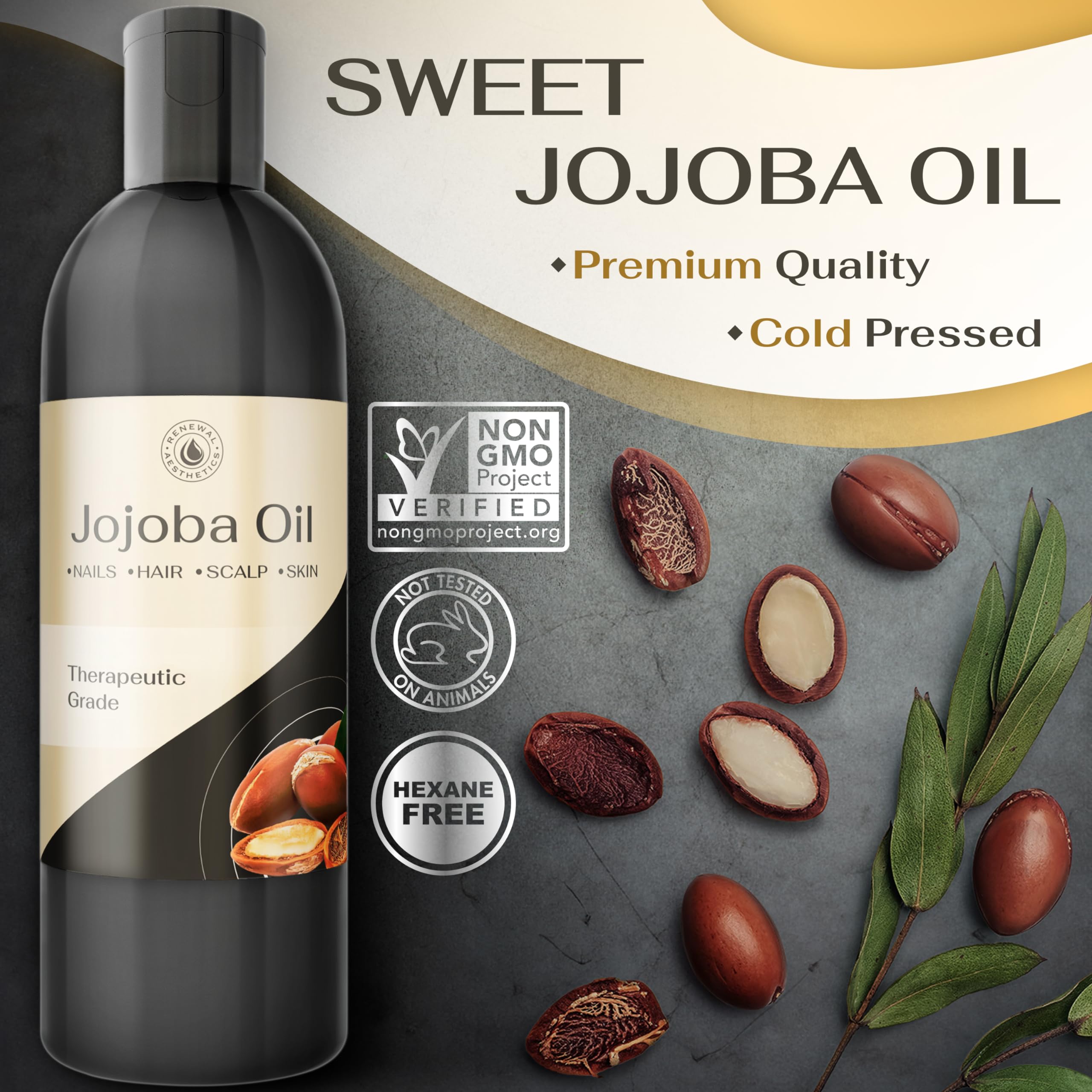 Sweet Oil - Hair and Skin Softener, Organic Natural Carrier Body Oil, Carrier Oil for Essential Oils - Massage Oil Renewal Aesthetics