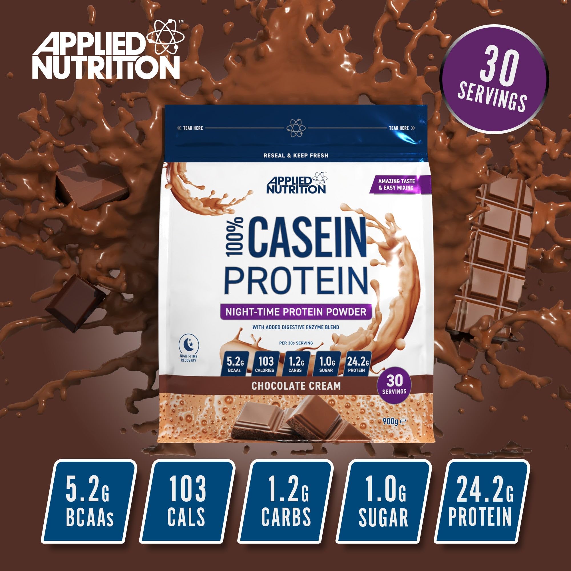 Applied Nutrition Casein Protein Powder - Micellar Casein Supplement, Slow Release Protein Applied Nutrition