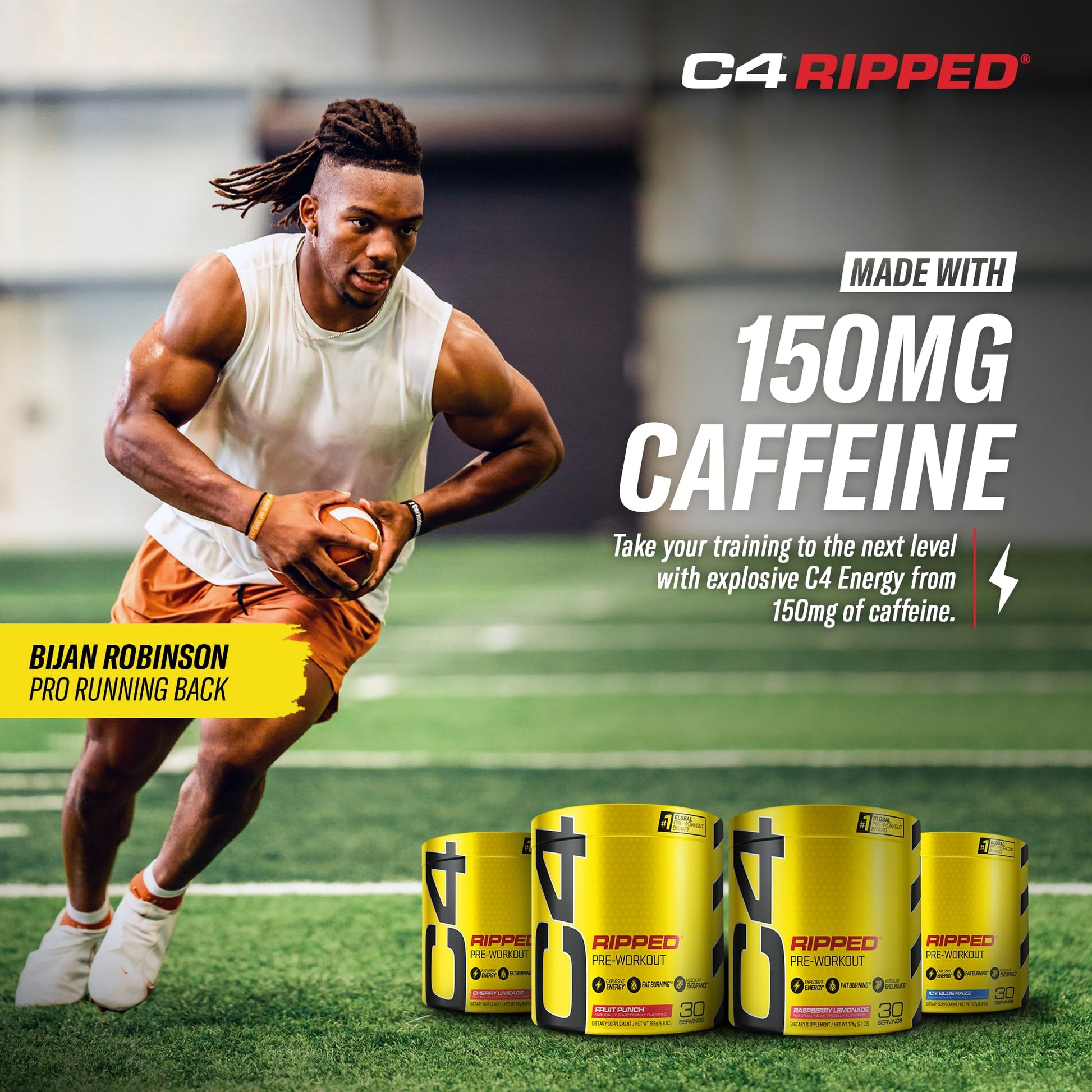 Cellucor C4 Ripped Pre Workout Powder Raspberry Lemonade | Creatine Free + Sugar Free Cellucor