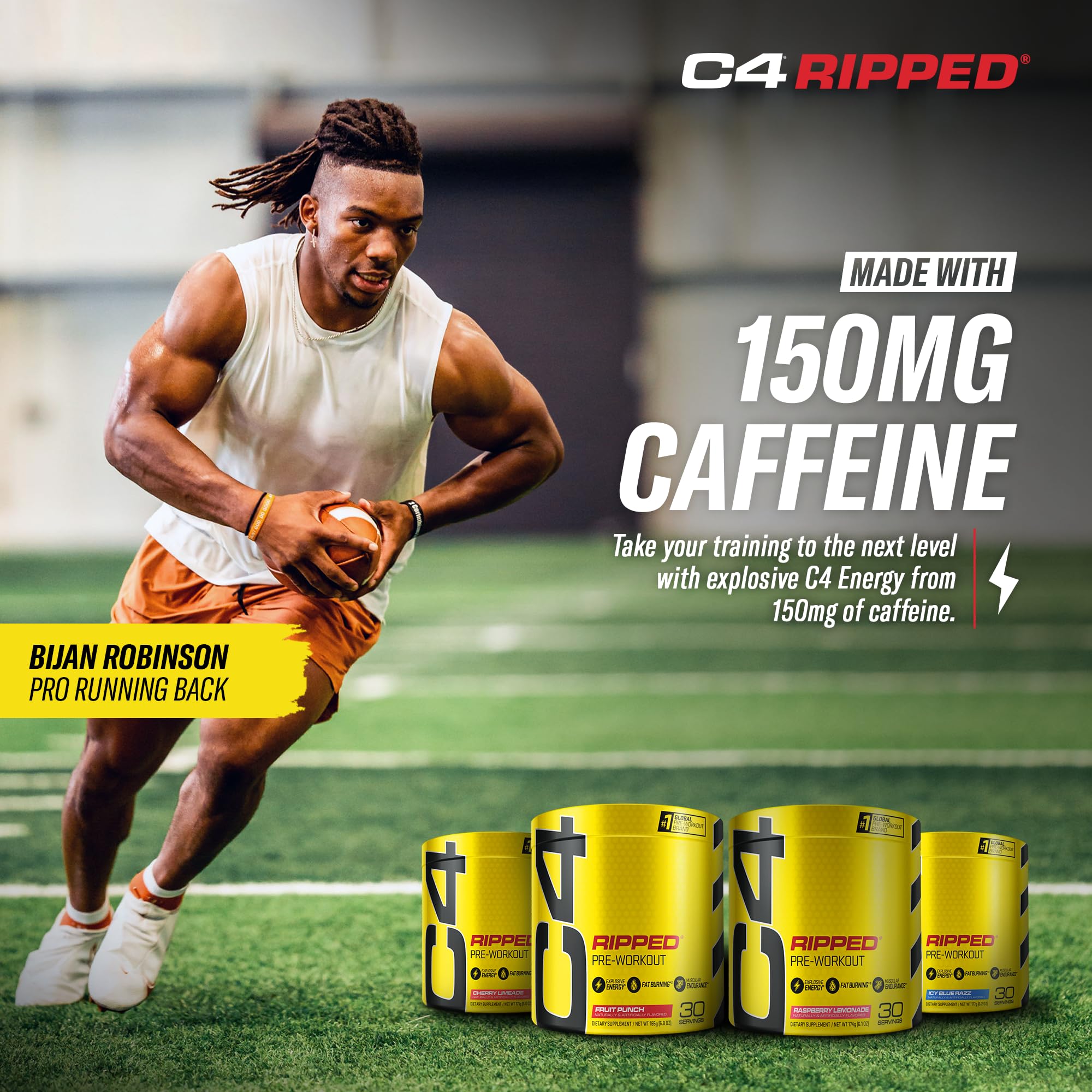 Cellucor C4 Ripped Pre Workout Powder Raspberry Lemonade | Creatine Free + Sugar Free Cellucor