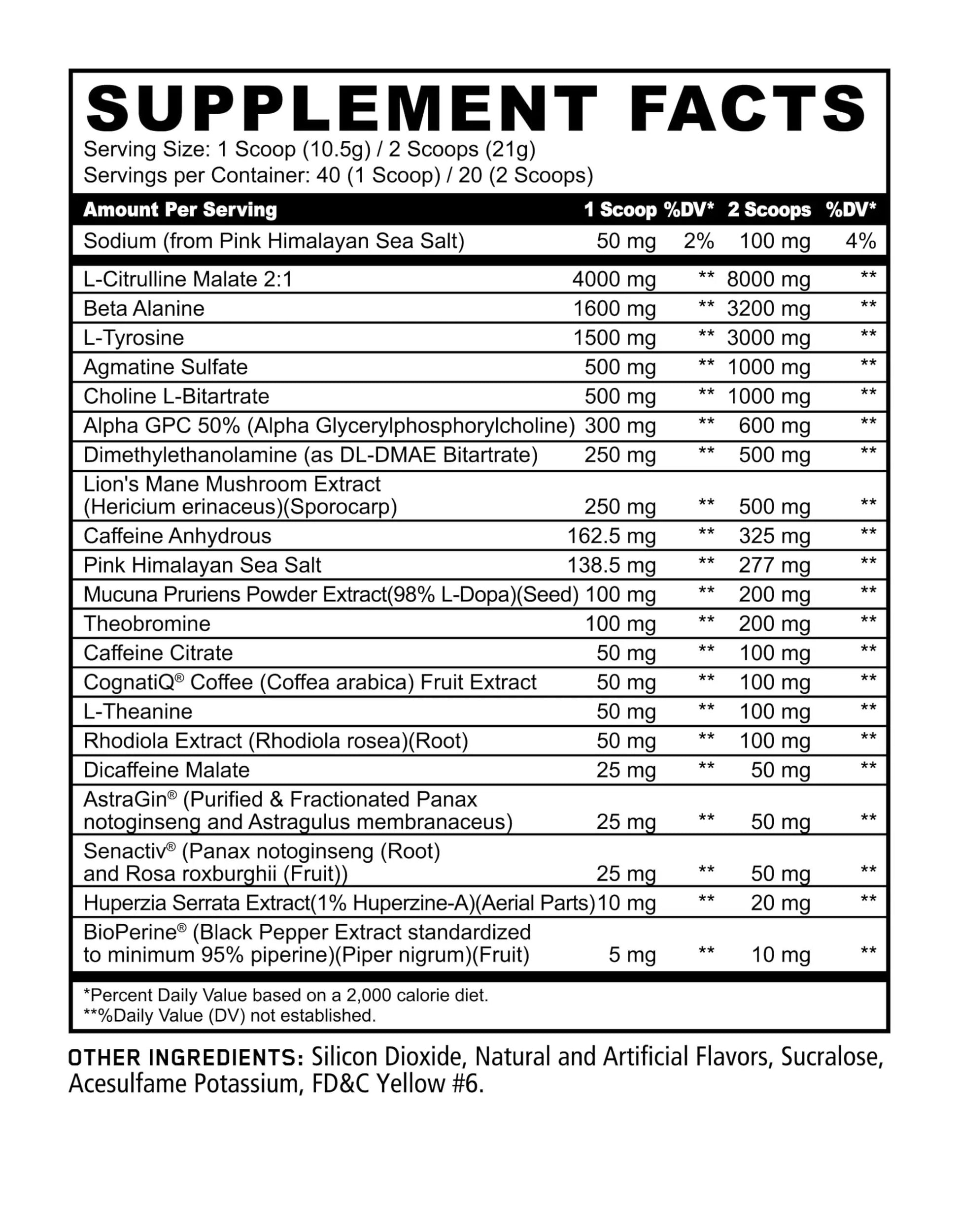 Underground Bio Labs/Panda Supps Skull High Stimulant/Nootropic Pre-Workout,Lion's Mane, 403mg Caffeine for Tunnel Vision Focus, Massive Pumps, Unparalled Energy (40 Scoops) (Skull Crusher)