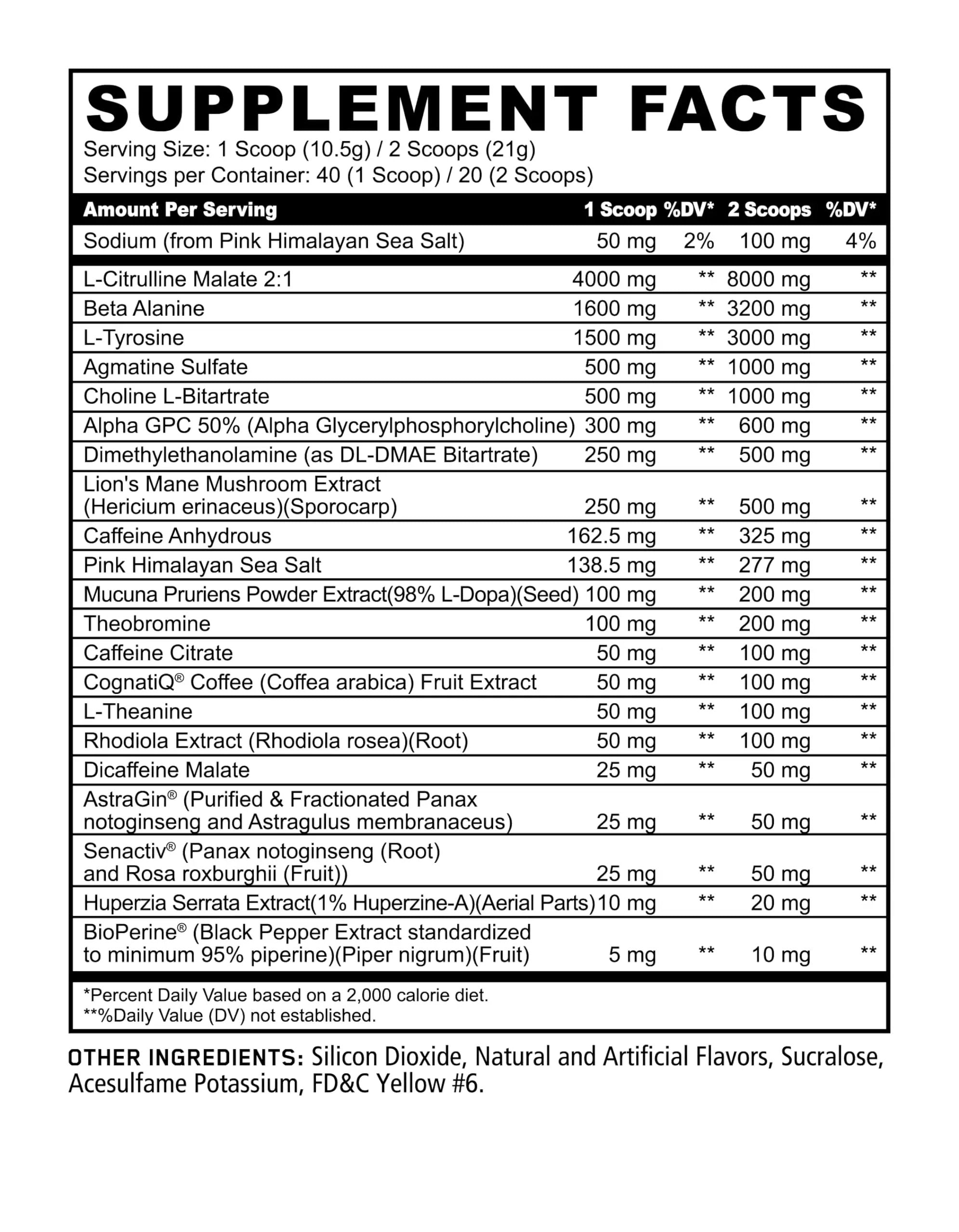 Underground Bio Labs/Panda Supps Skull High Stimulant/Nootropic Pre-Workout,Lion's Mane, 403mg Caffeine for Tunnel Vision Focus, Massive Pumps, Unparalled Energy (40 Scoops) (Skull Crusher)