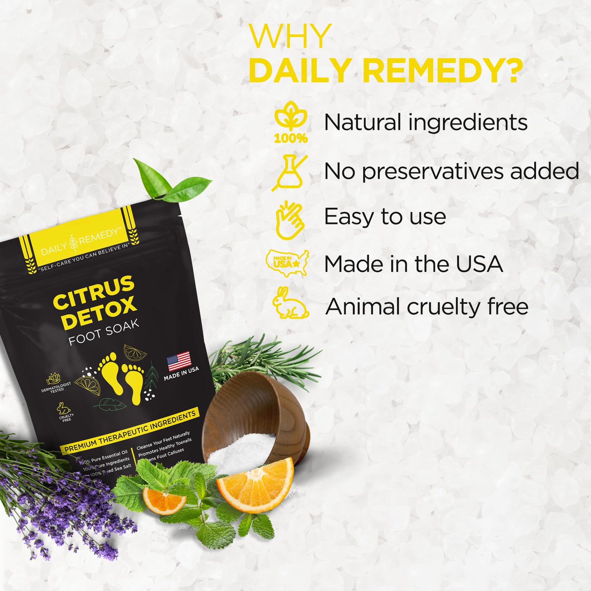 Citrus Detox Foot Soak with Epsom Salt - for Foot Callus, Immune Boost, Damaged Toenail DAILY REMEDY