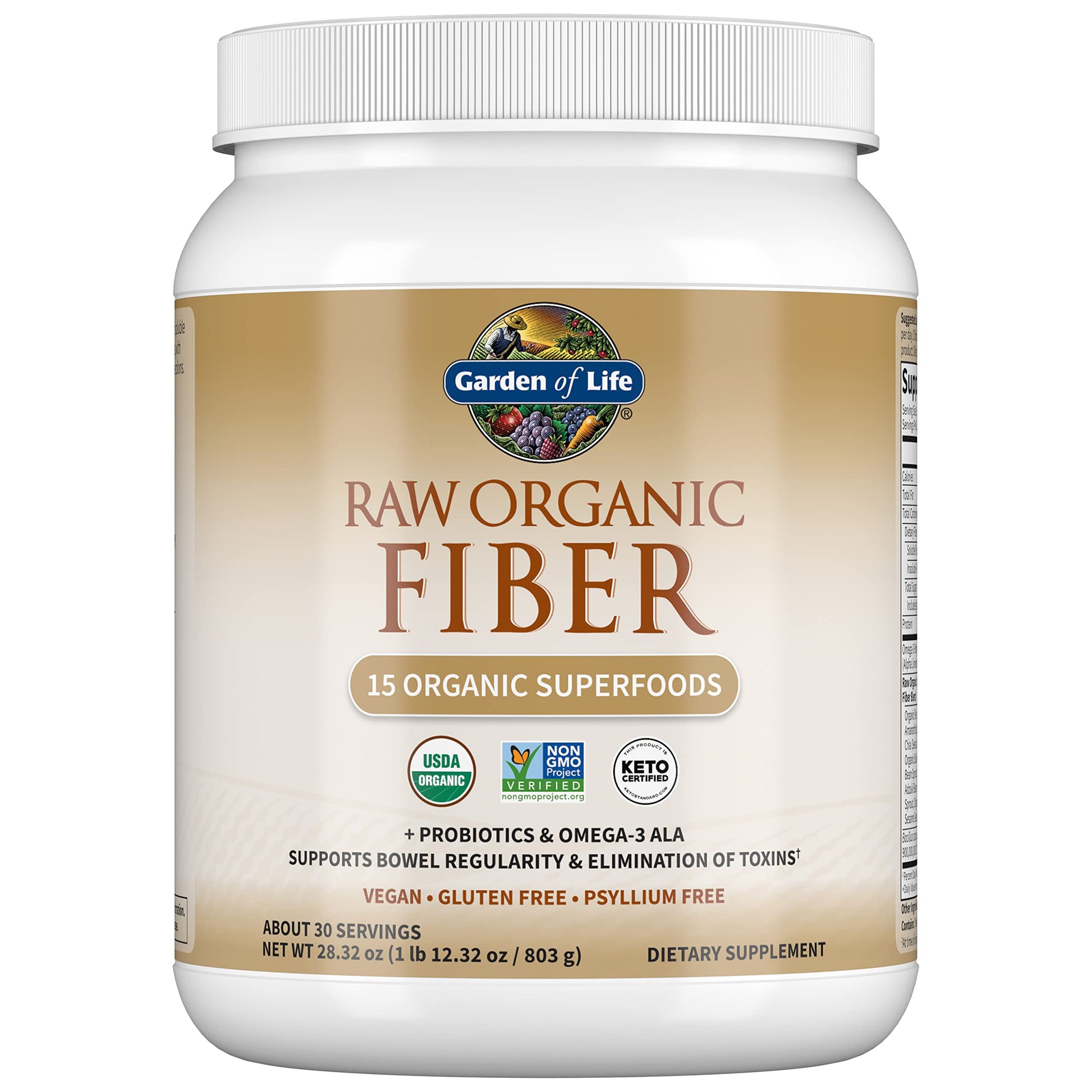 Garden Of Life Raw Organic Superfood Fiber for Constipation Relief, 1.77oz (803g) Powder