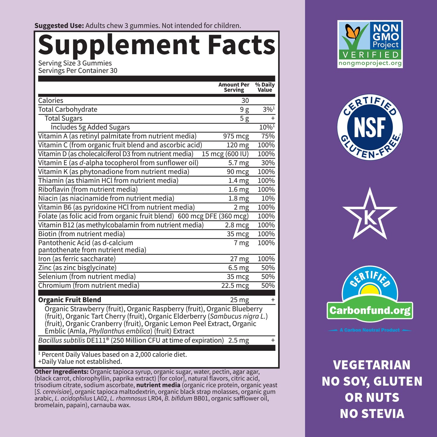 Garden of Life Prenatal Gummy Vitamins for Women with Iron:Folate,Biotin,D3&B12