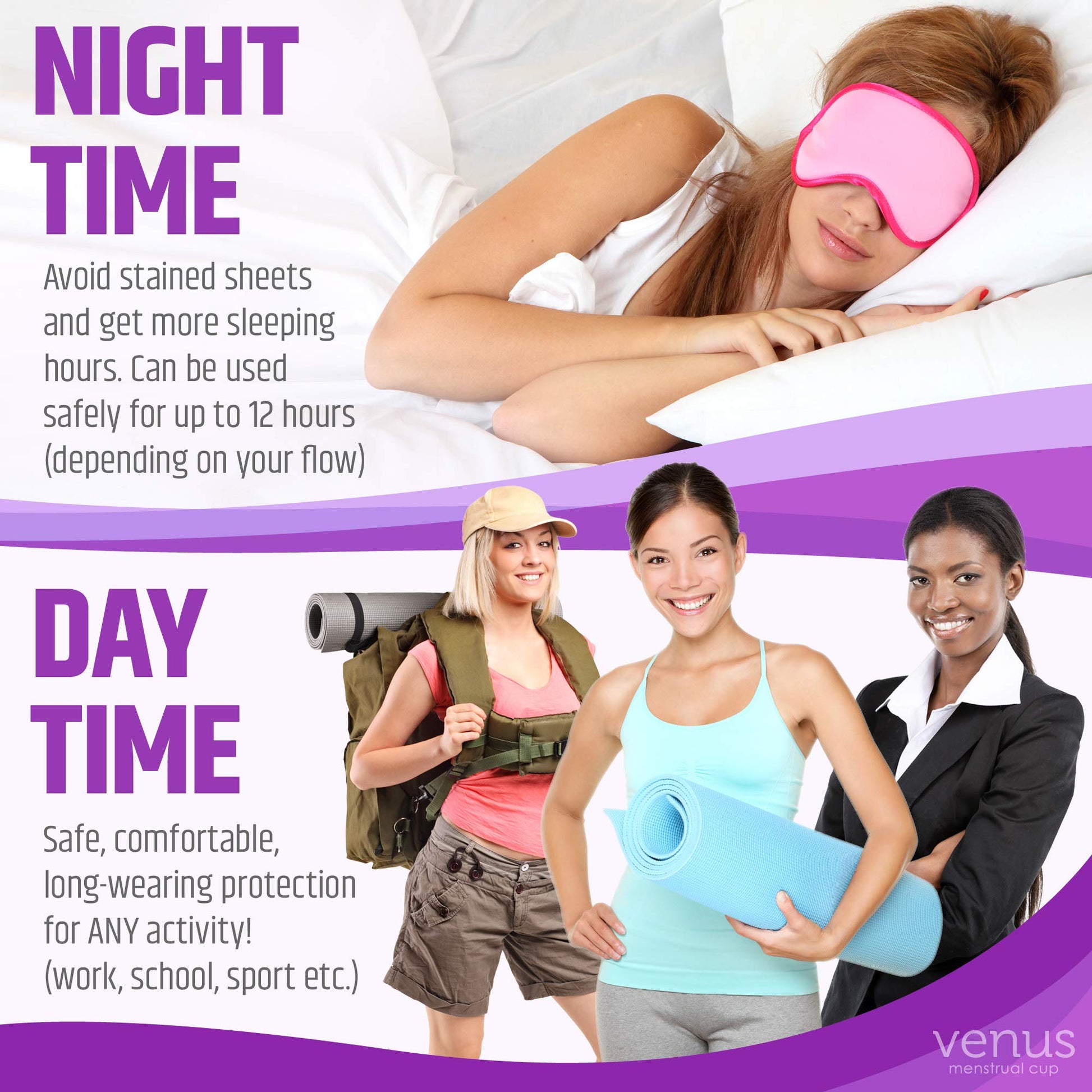 Venus Large Menstrual Cup – High Capacity for Heavy Flow -Made in USA - 100% Medical Grade Silicone VENUS