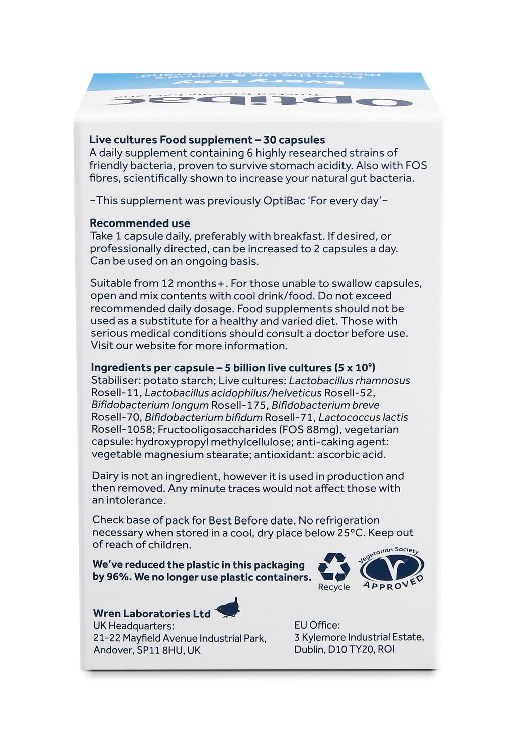 Optibac Probiotics Every Day - Digestive Probiotic Supplement with 5 Billion Bacterial