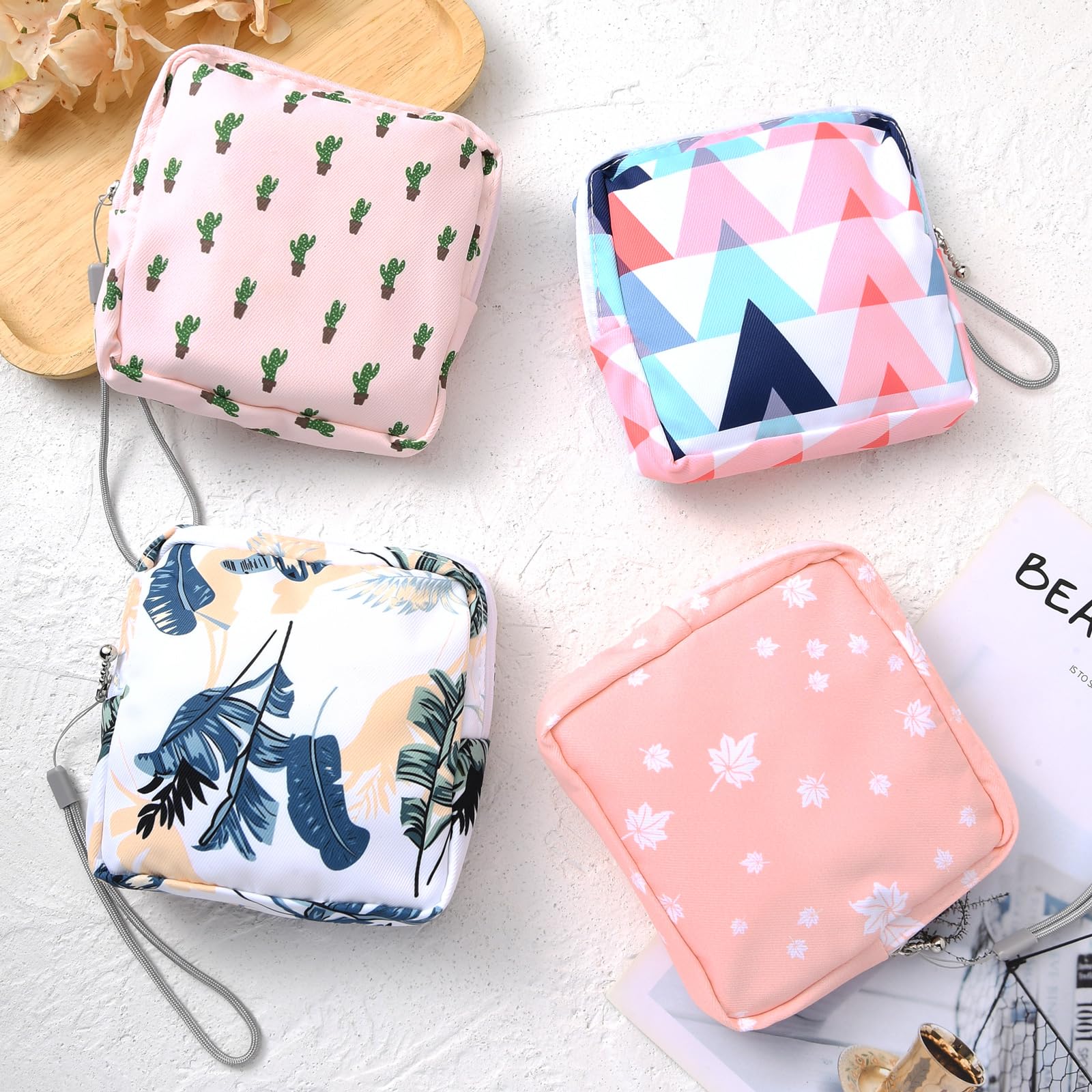4Pcs Sanitary Napkin Storage Bag, Small Menstrual Period Bag Period Pouch Waterproof Abeillo