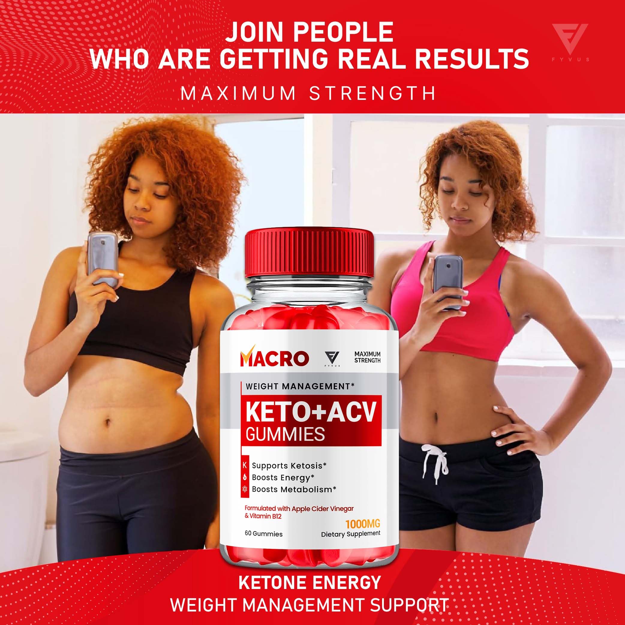 Macro Keto ACV Gummies Advanced Apple Cider Vinegar Vitamin Supplement Fyvus