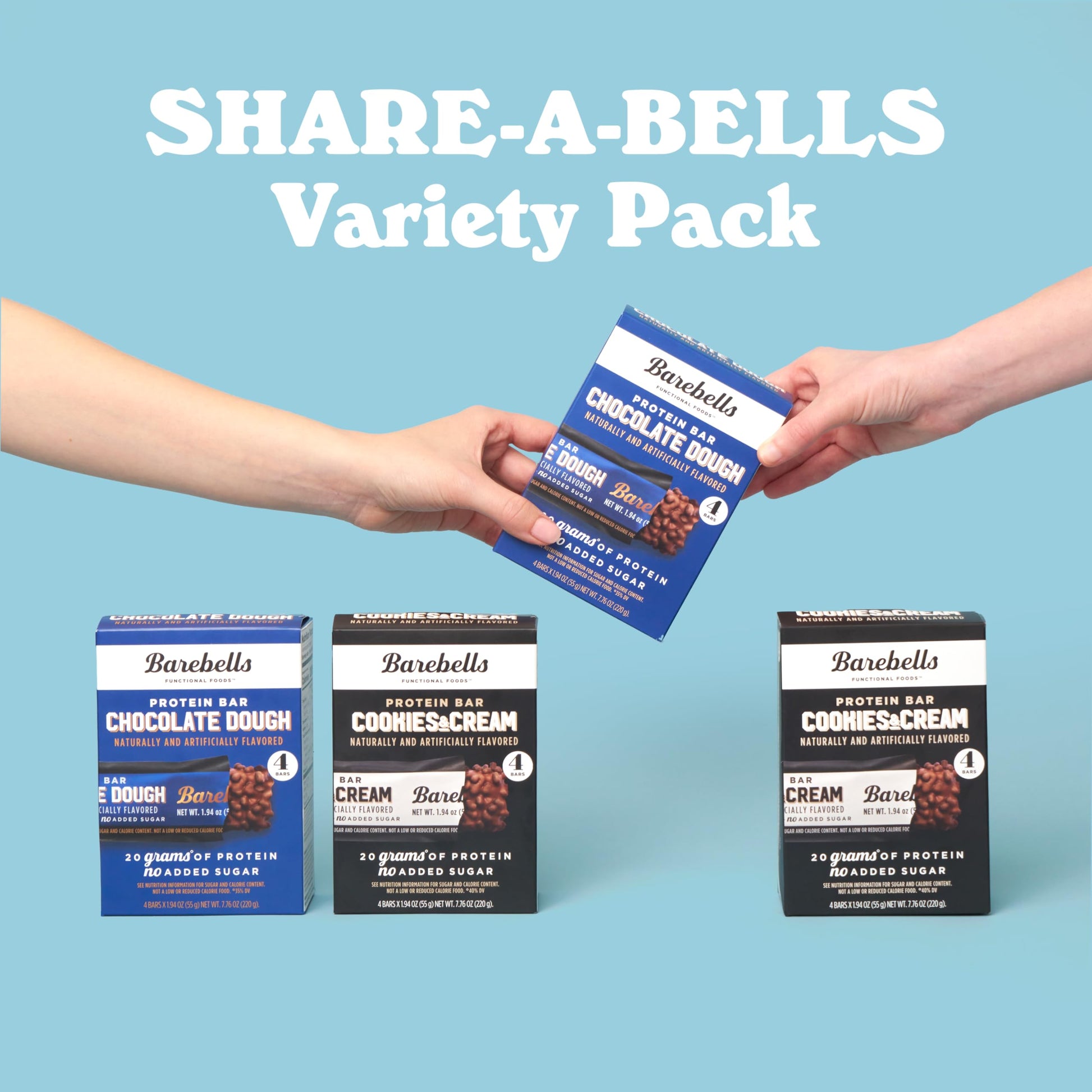 BAREBELLS Protein Bars Variety Value Pack - 16 Count, 1.9oz Bars - Protein Snacks BAREBELLS