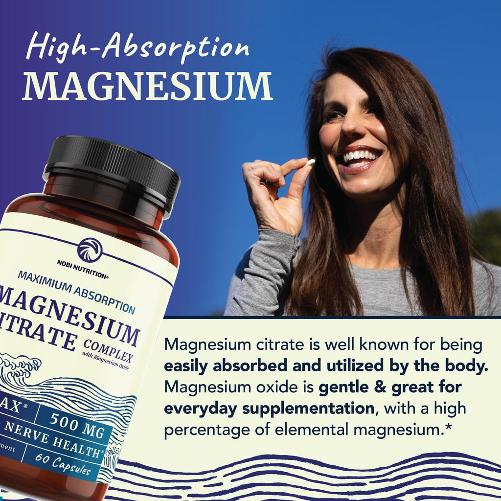 Magnesium Citrate Complex 500 MG for Calm, Relaxation, Constipation & Digestion