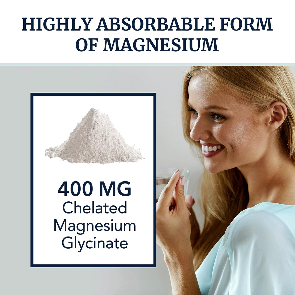 Magnesium Bisglycinate 400mg | Chelated Bisglycinate for Muscle Relaxation, Bones Nobi Nutrition