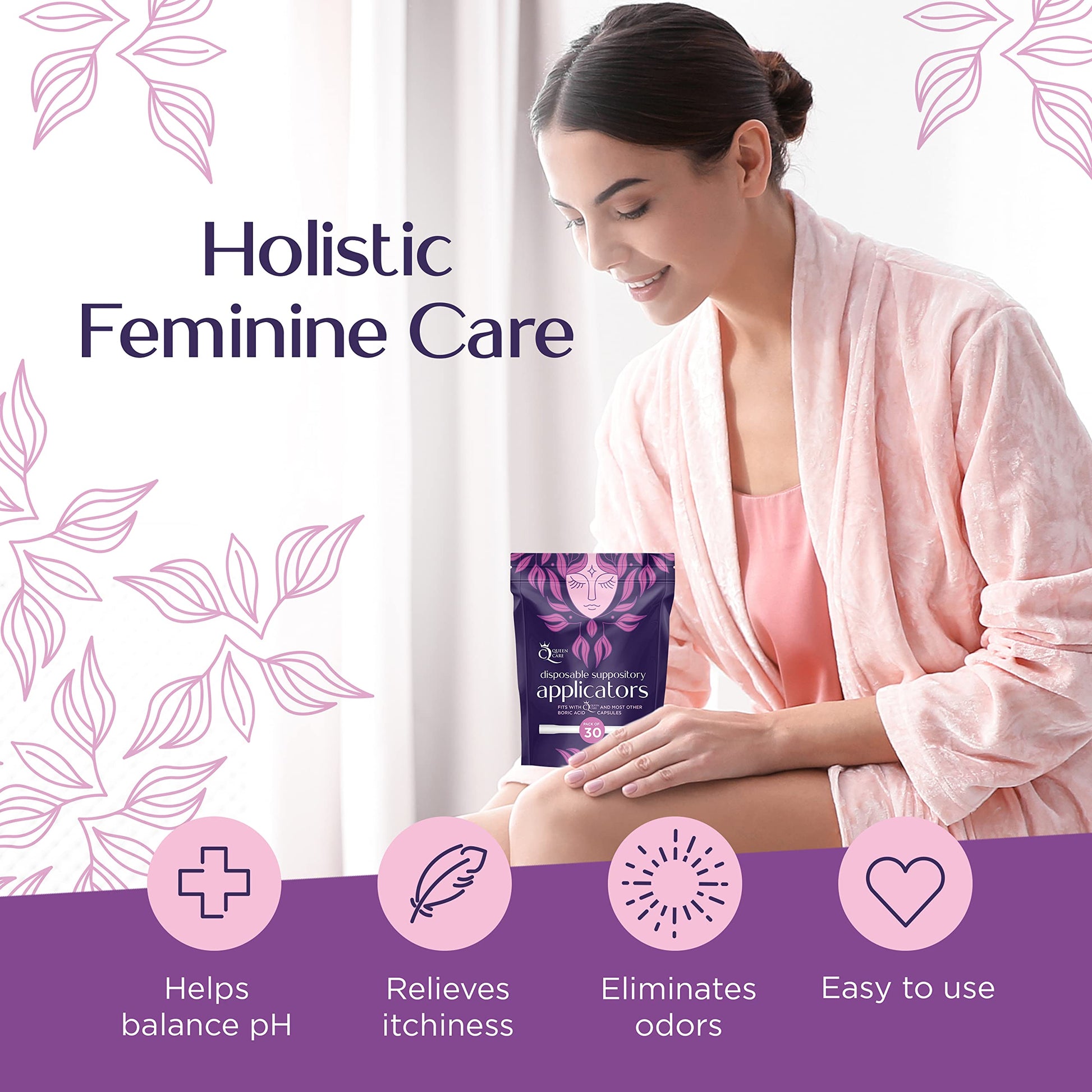 Queen Care - Boric Acid Suppositories & Applicators, Complete Feminine Care, PH Balance for Women Queen Care