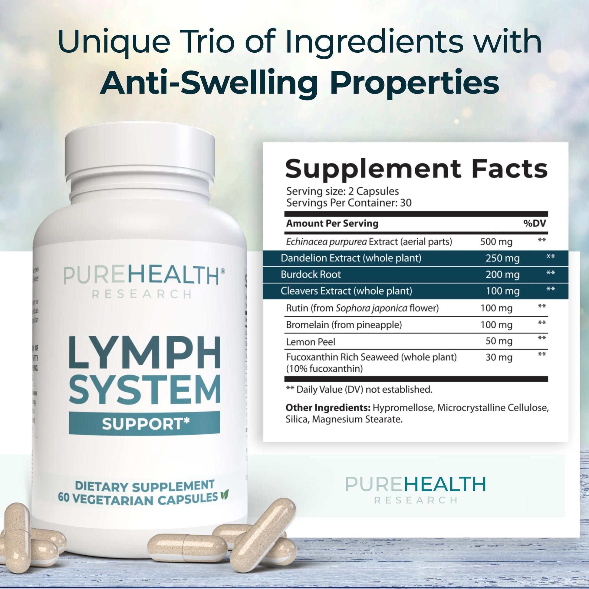 PUREHEALTH RESEARCH Lymph System Support Supplement - Lymphatic Drainage Supplement PUREHEALTH RESEARCH