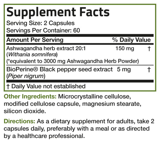 Bronson Ashwagandha Extra Strength Stress & Mood Support with BioPerine