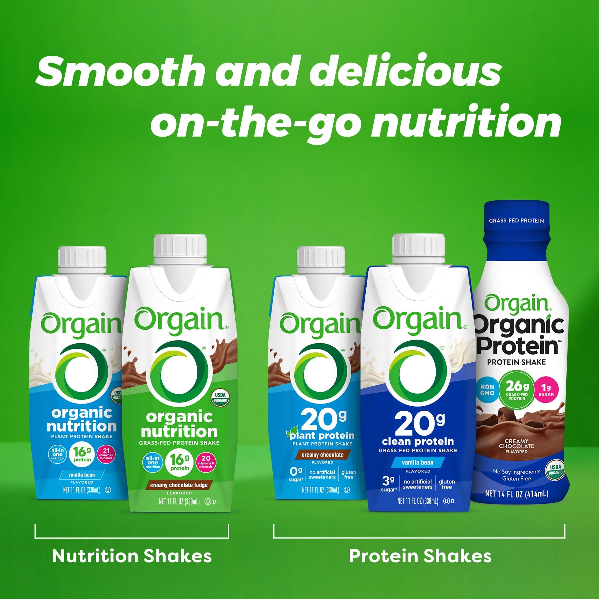 Orgain Organic Nutritional Protein Shake, Vanilla Bean - 16g Grass Fed Whey Protein Orgain