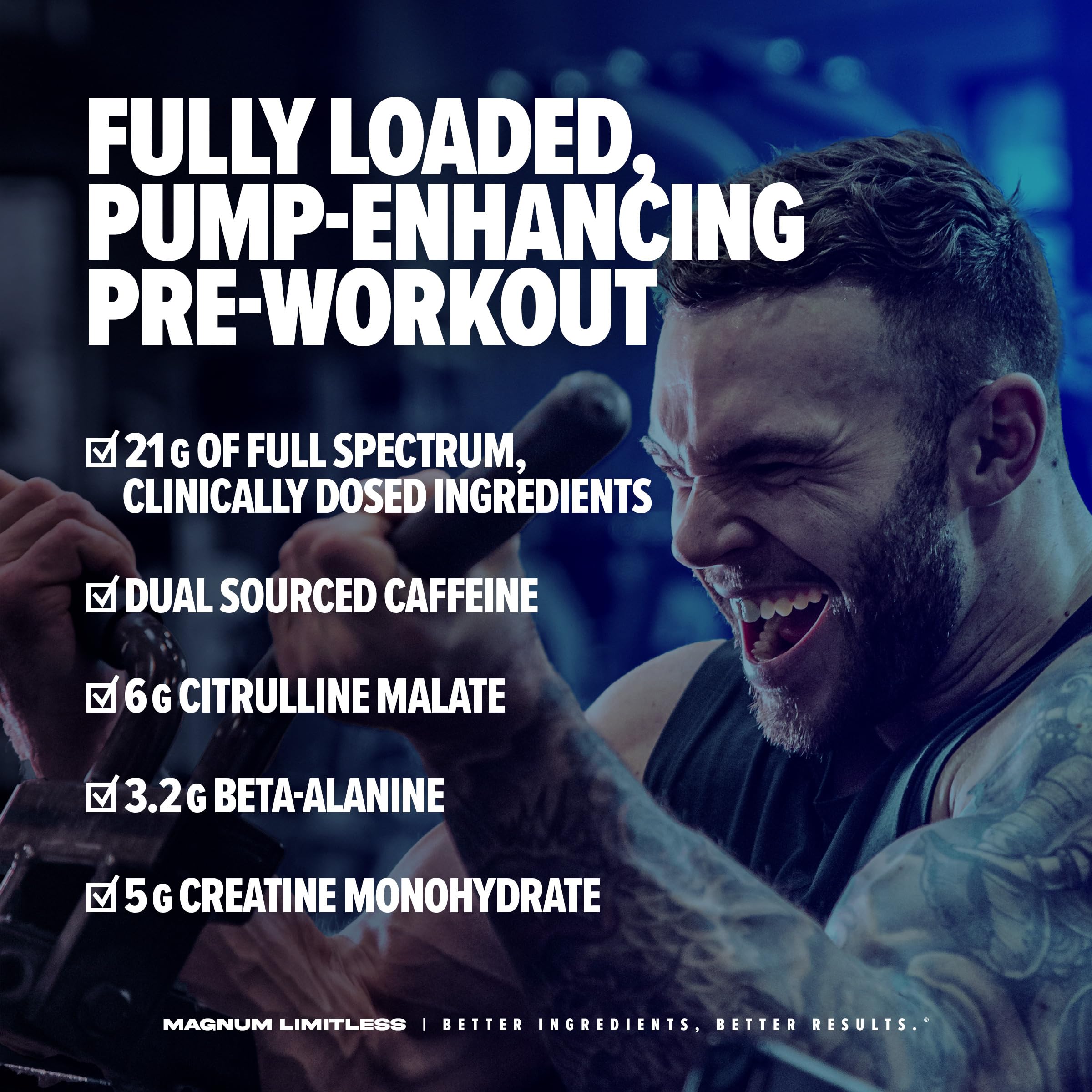 LIMITLESS Magnum 504g - Muscle Workout Powder, Sport Pre Workout for Men and Women, May Assist & Support Increase Energy, Focus, and Endurance - Fruit Punch/Fruit Punch