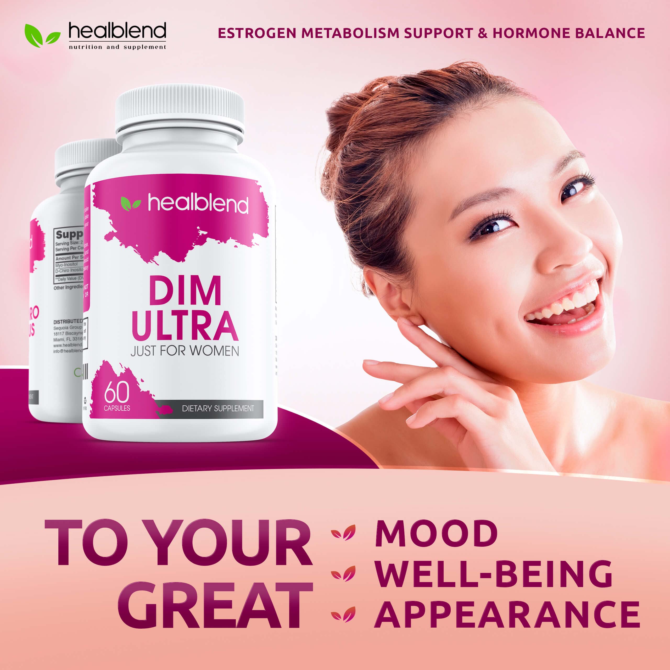 healblend DIM Ultra Dietary Supplement 350mg with Bioperine, Diindolylmethane healblend