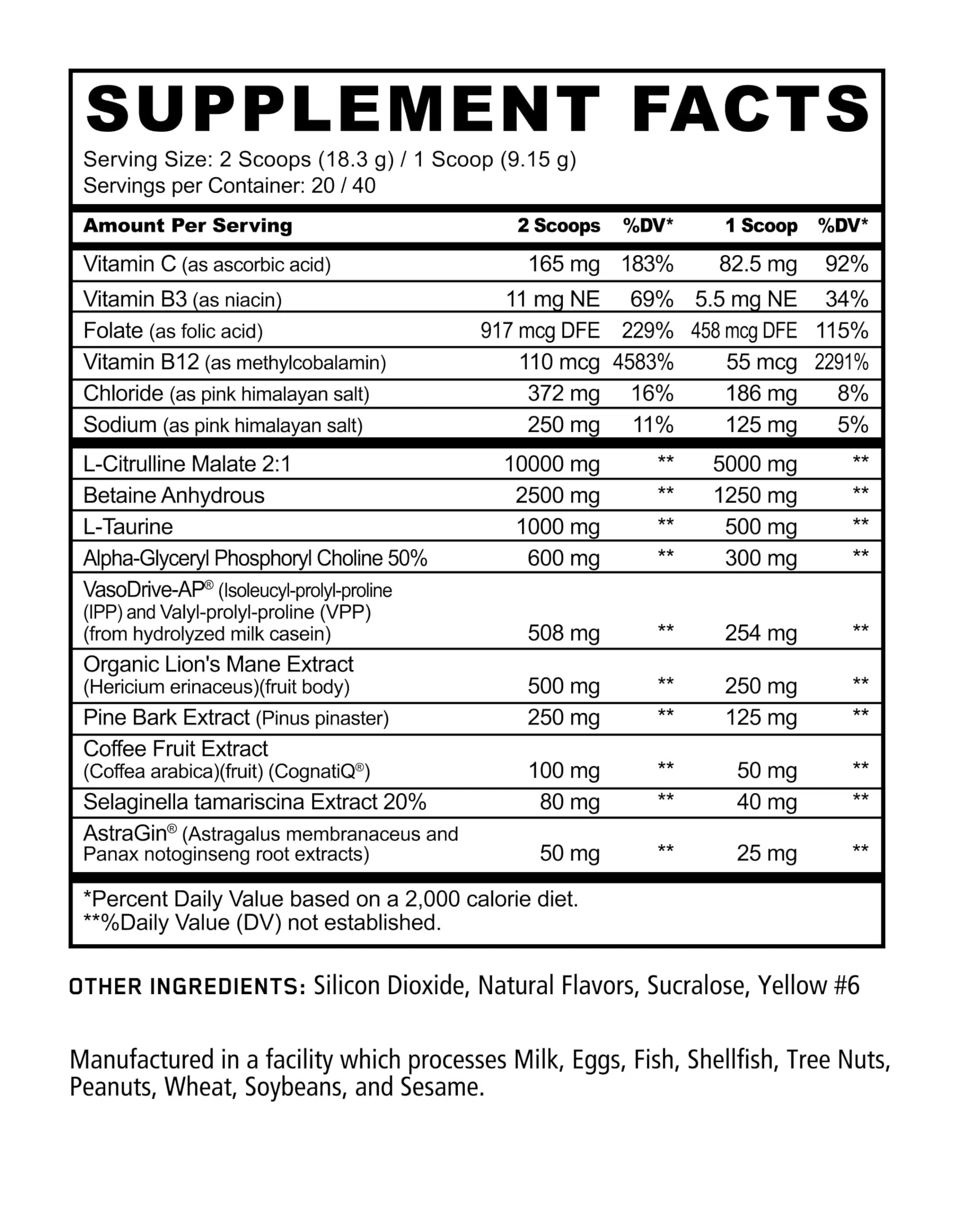 Underground Bio Labs Panda Supps Pump: Stimulant-Free Pre-Workout, No-Clump Formula w/10G L-Citrulline Malate, Alpha GPC, Lions Mane,CognatiQ™, AmentoPump™ 40 Scoops (Peach Gummy Rings)