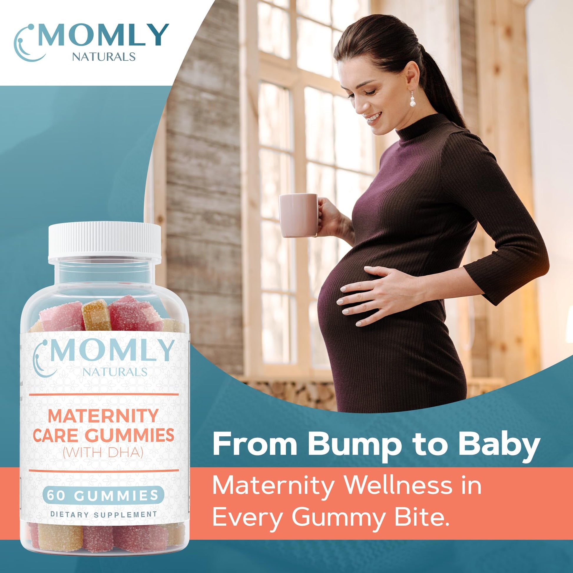 Momly Naturals Maternity Care Gummies Prenatal Vitamins - Prenatal Gummies w/DHA, Vitamin D3 Momly Naturals