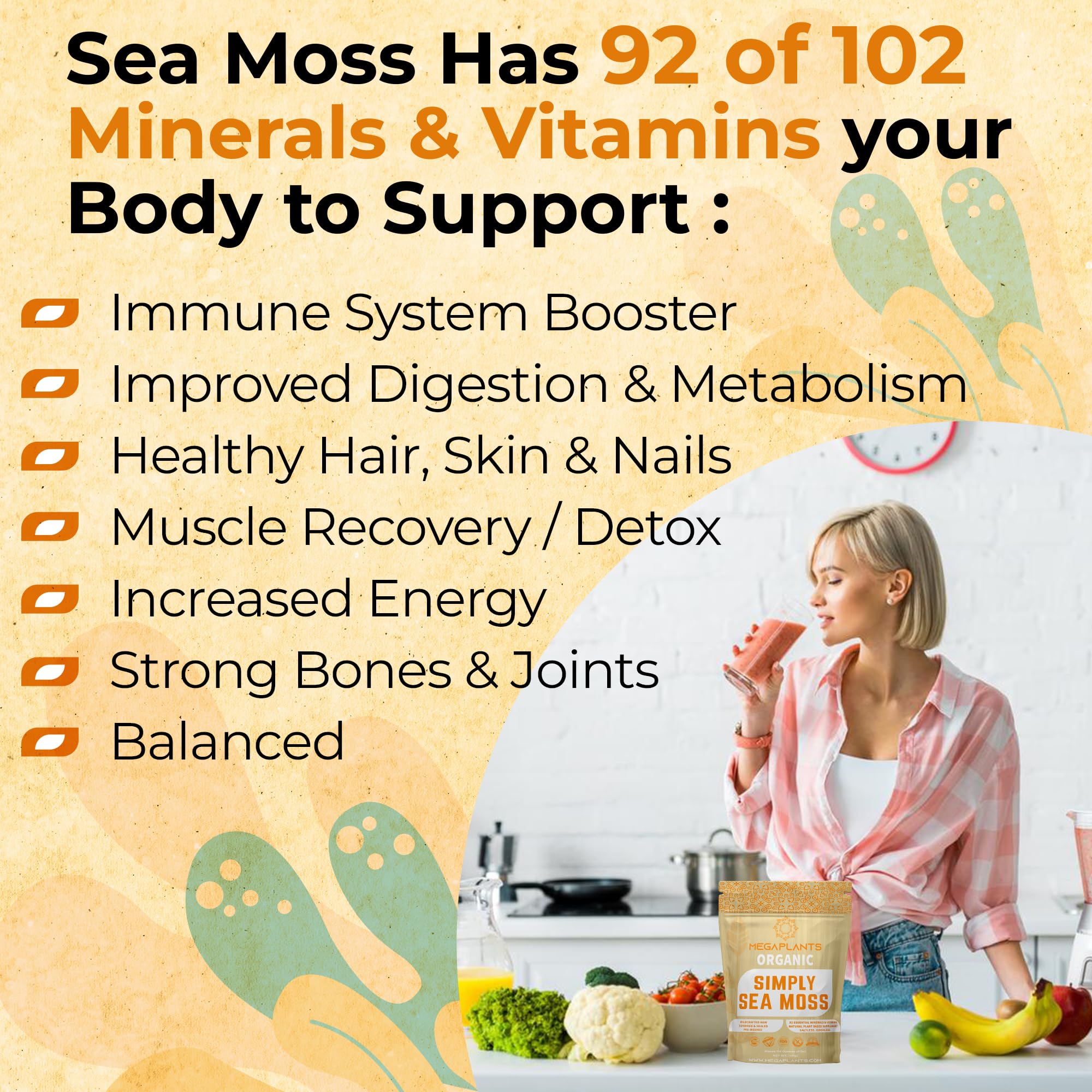 MEGAPLANTS Organic Sea Moss | Makes 228 Servings of Seamoss Gel | Pre-Washed MEGAPLANTS
