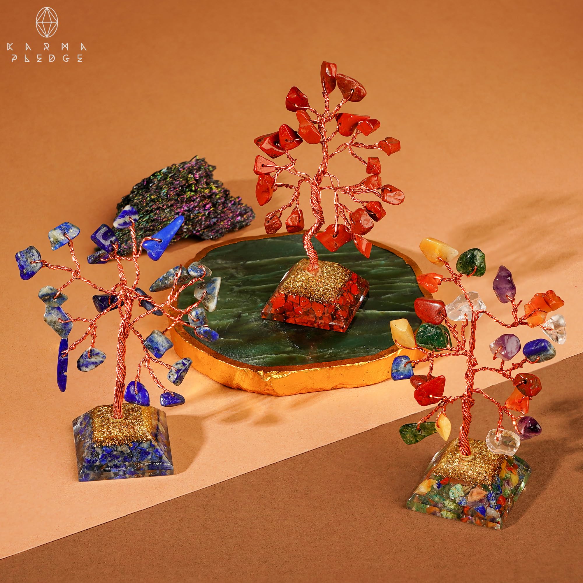 Crystal Tree Tree of Life 7 Chakra Healing Crystals & Stones for Positive Energy, Good Luck Gifts KARMAPLEDGE