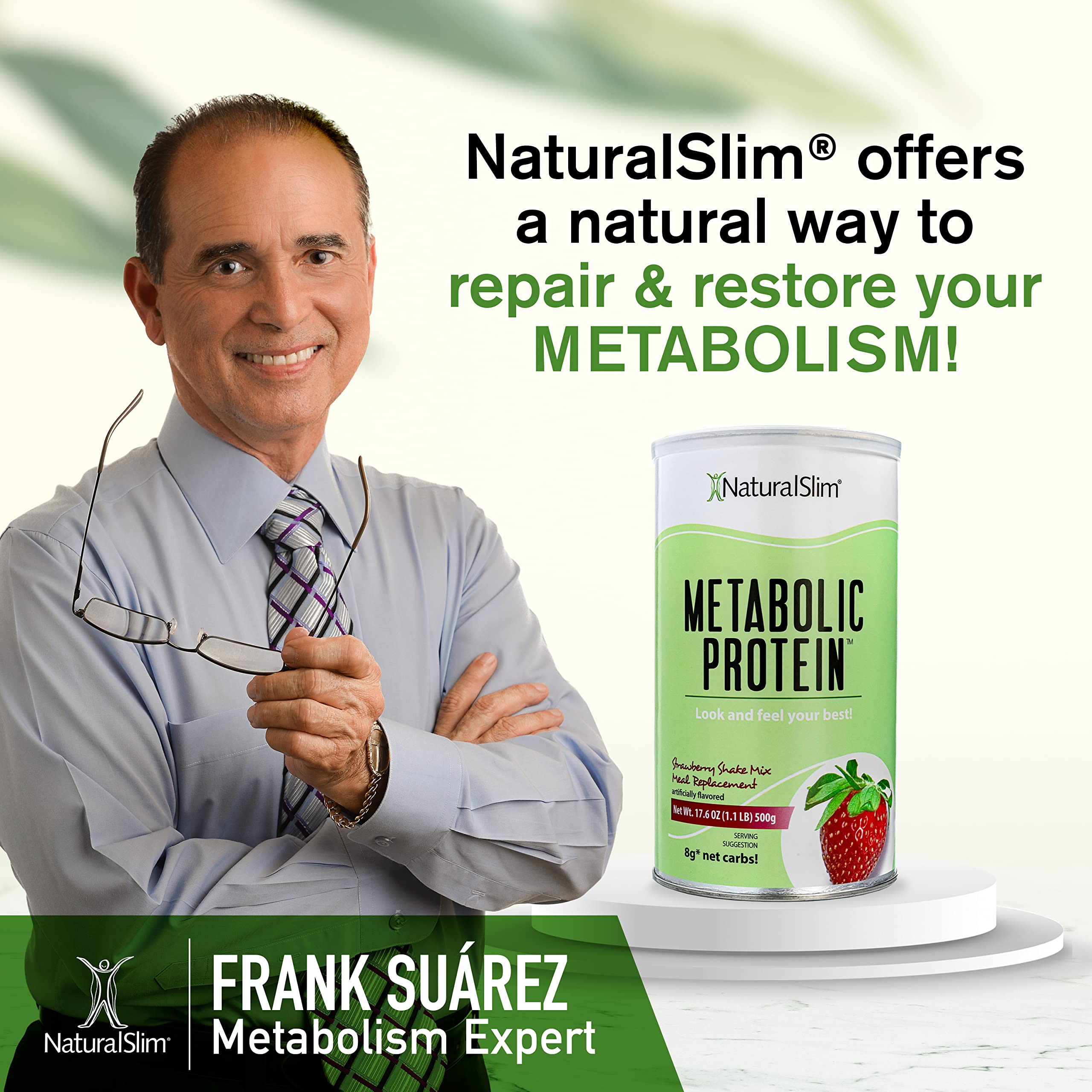 NaturalSlim Metabolic Whey Protein Powder Strawberry – Low Carb, Meal Replacement NaturalSlim