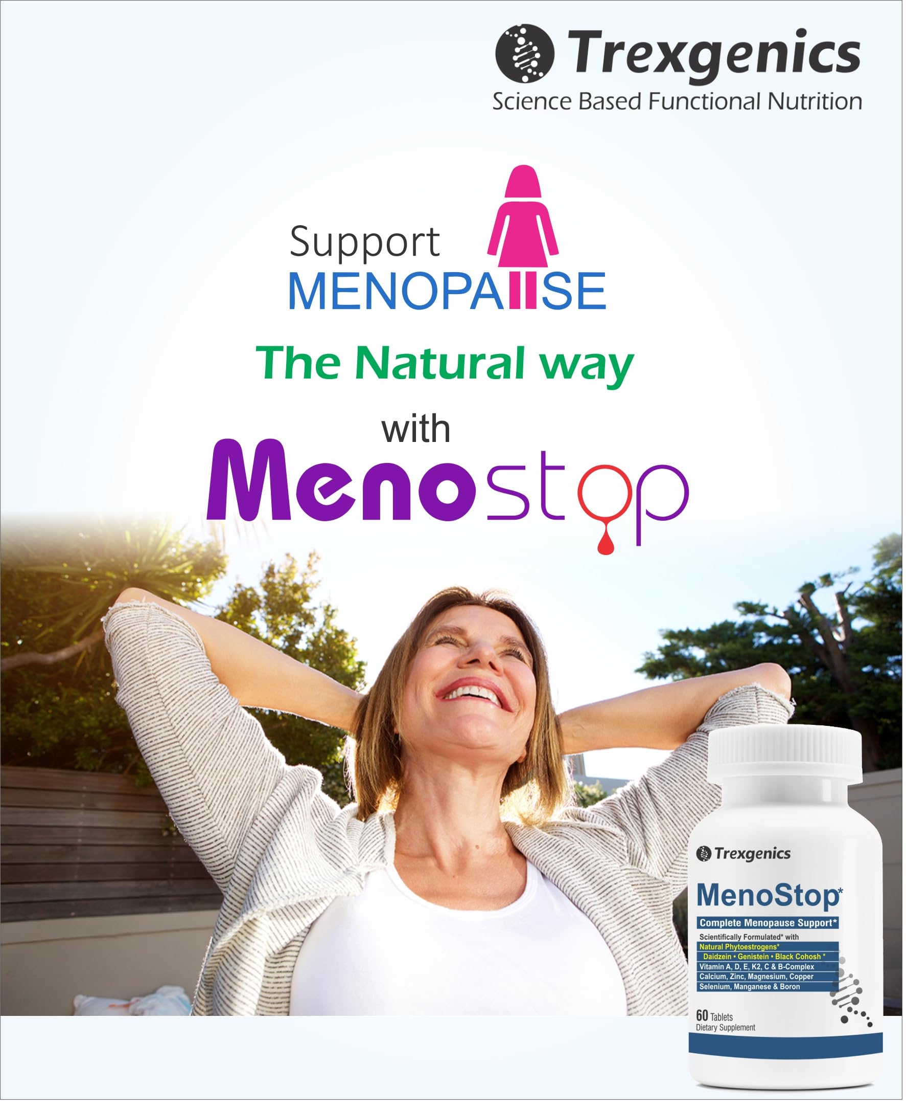 Trexgenics MENOSTOP Complete Menopause Support with Isoflavones Trexgenics