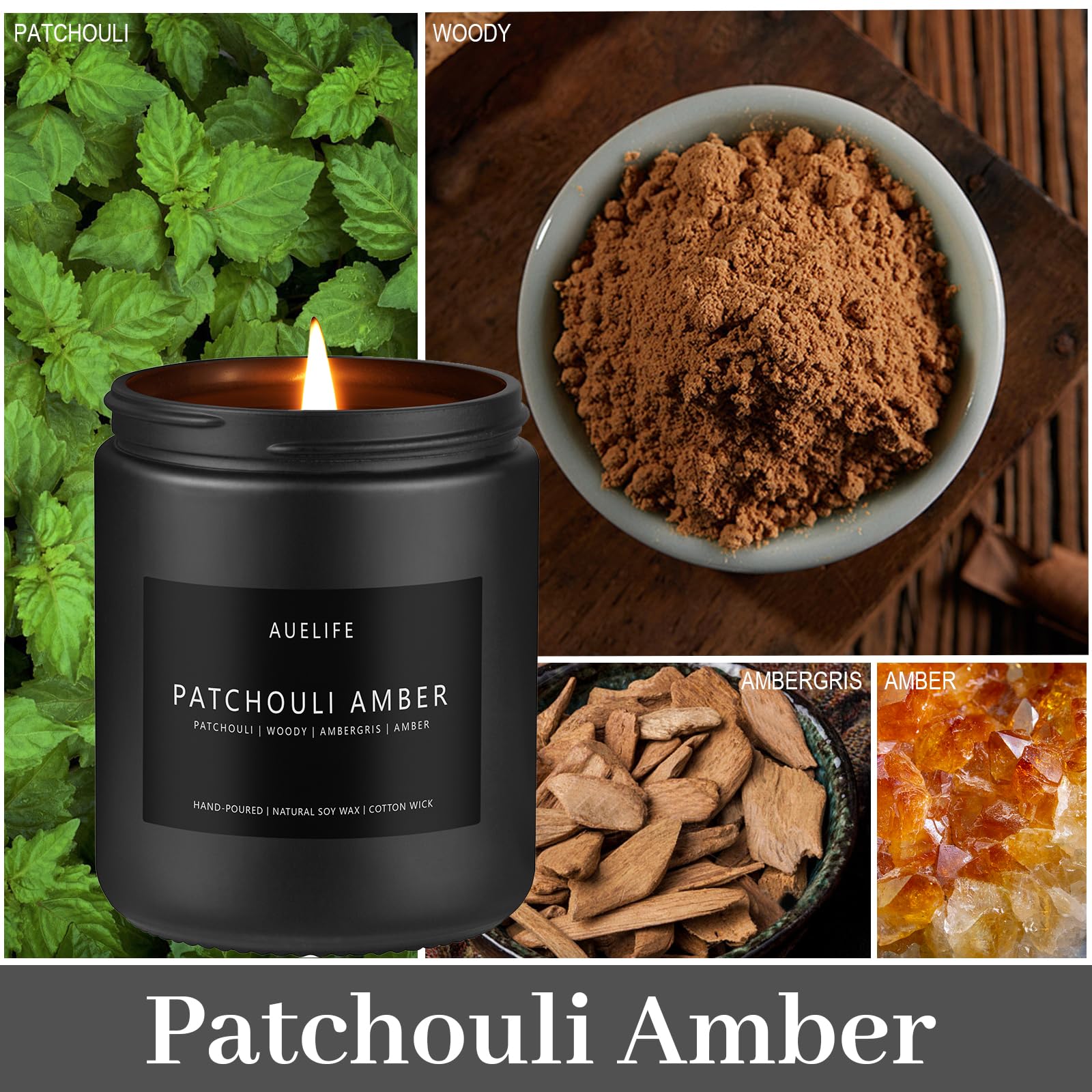 Scented Candles Set | Men Candles Set, Candles for Men Scented Candles for Home - 4 Pack Candles Scents Auelife