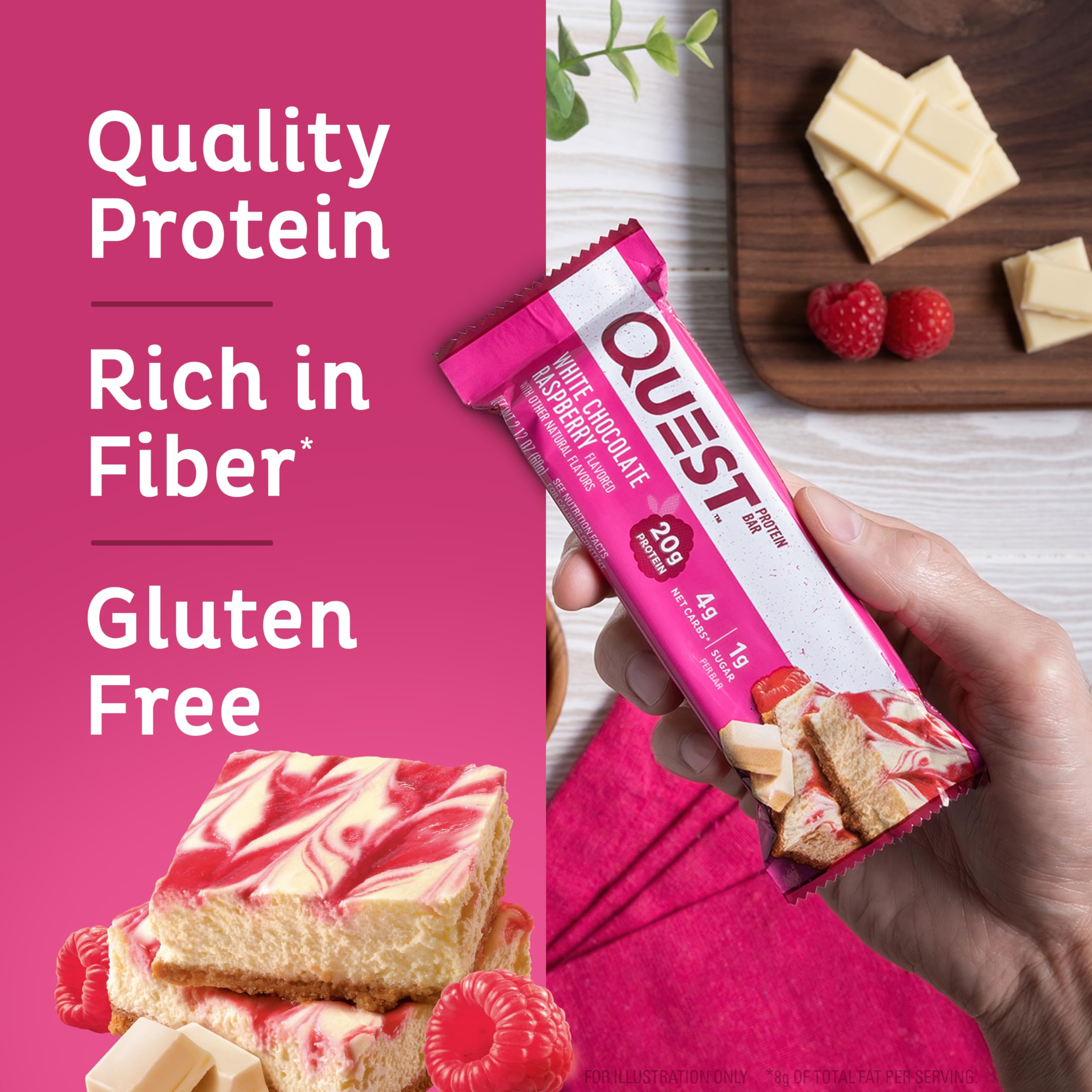 Quest Nutrition White Chocolate Raspberry Protein Bars, High Protein, Low Carb, Gluten Free Quest Nutrition