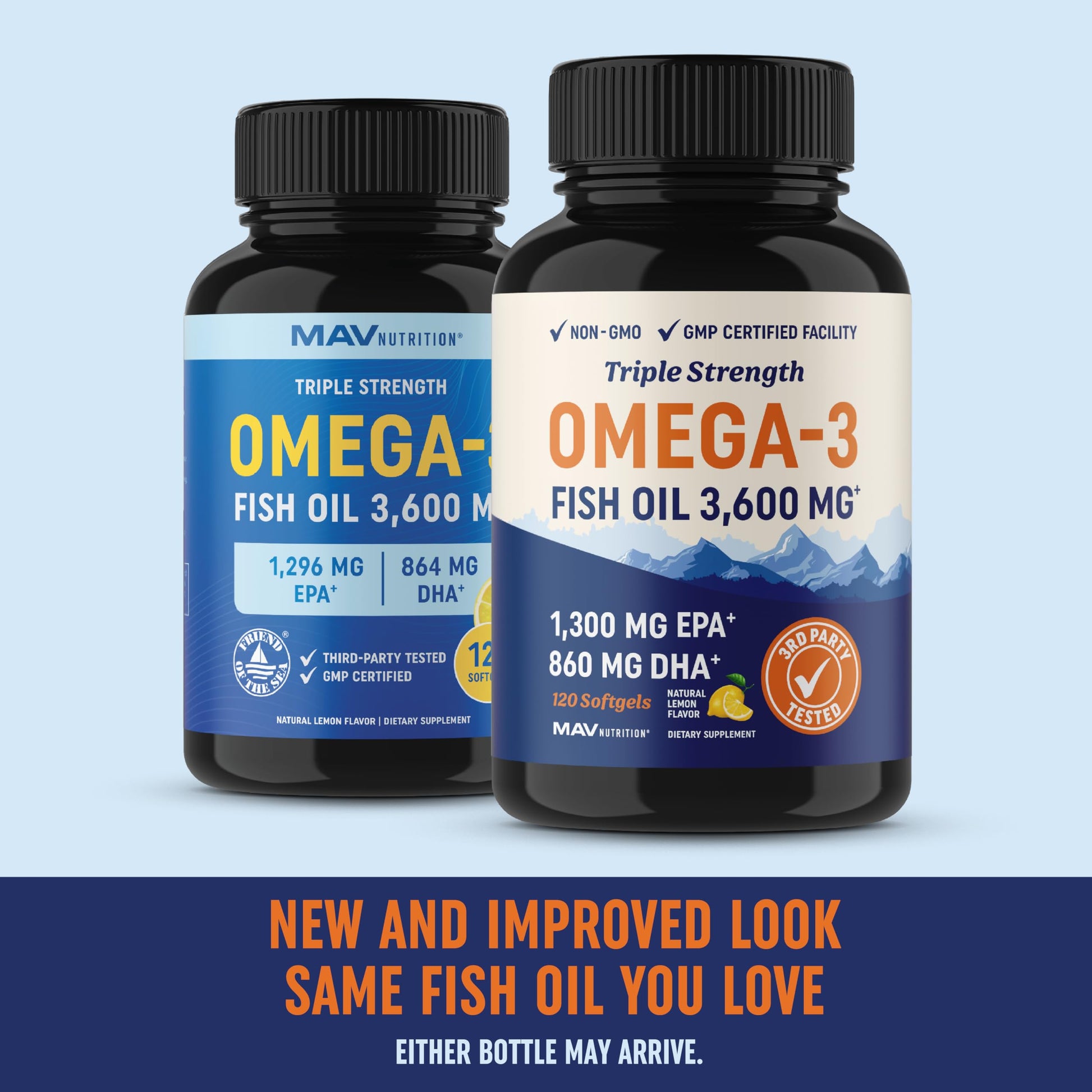 Triple Strength Omega 3 Fish Oil | 3600 mg EPA & DHA | Over 2100mg of Omega 3 Fatty MAV NUTRITION