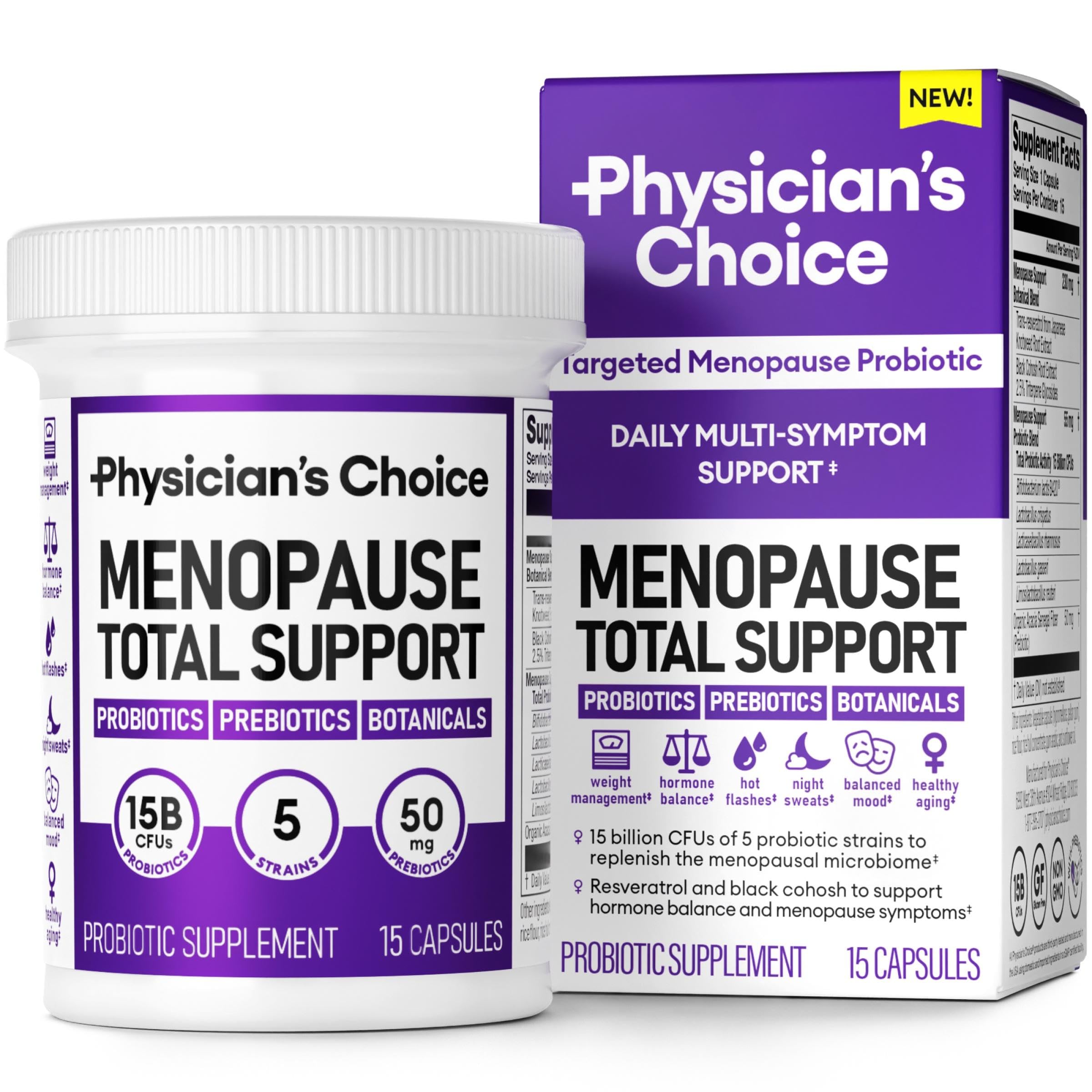 Physician's Choice Menopause Probiotic - Sample Pack Size - Supports Hormone Balance, Hot Flashes