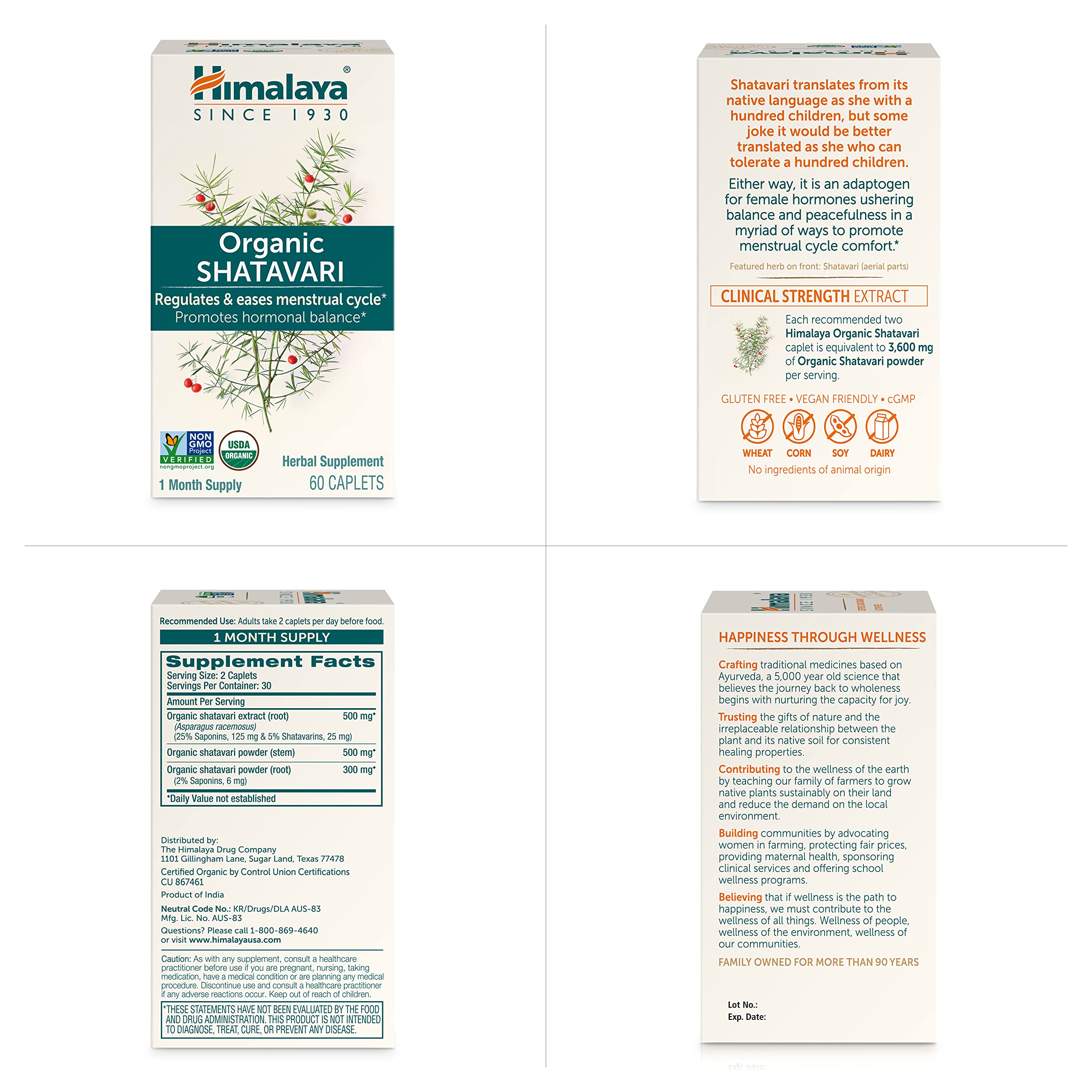 Himalaya Organic Shatavari for PMS, Menstrual Cramp Relief, Menopause Support, and Women's Health Himalaya