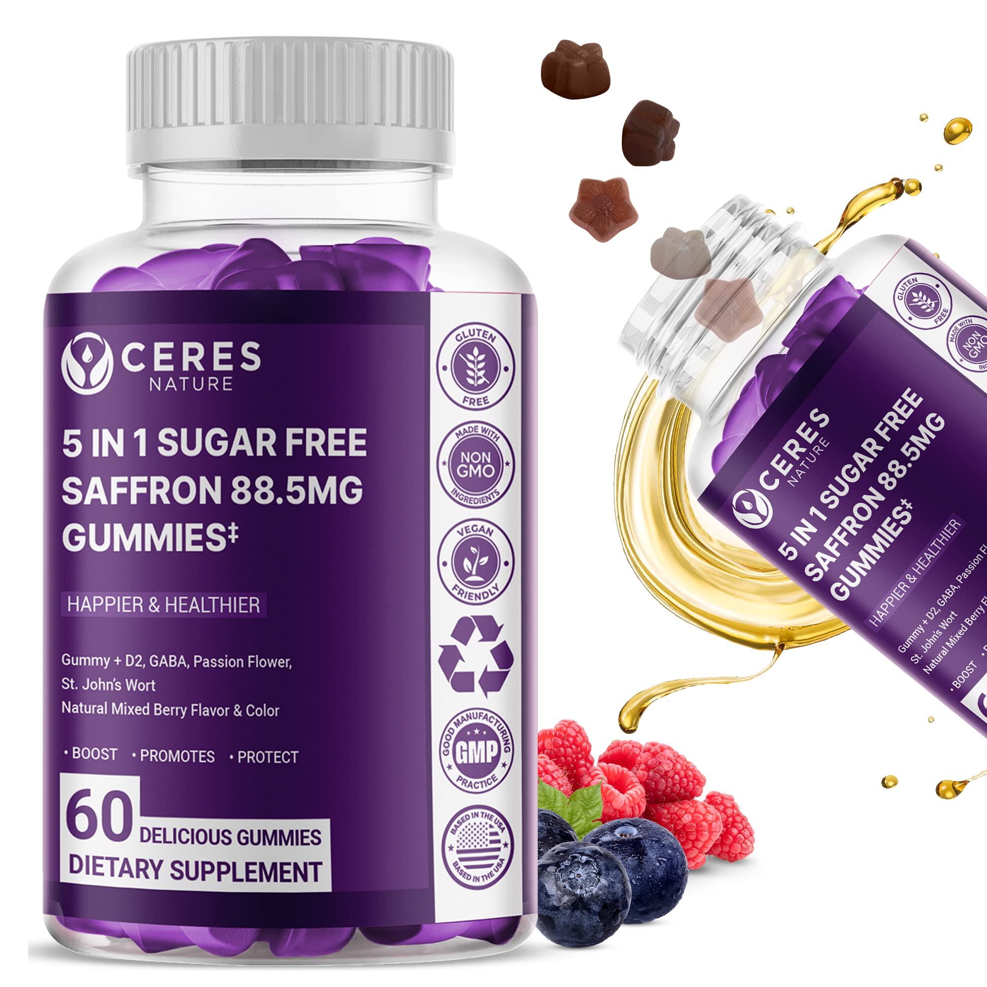 Premium Saffron Extract 88.5mg** Gummy - Appetite Control, Eye Support, Boost Energy 