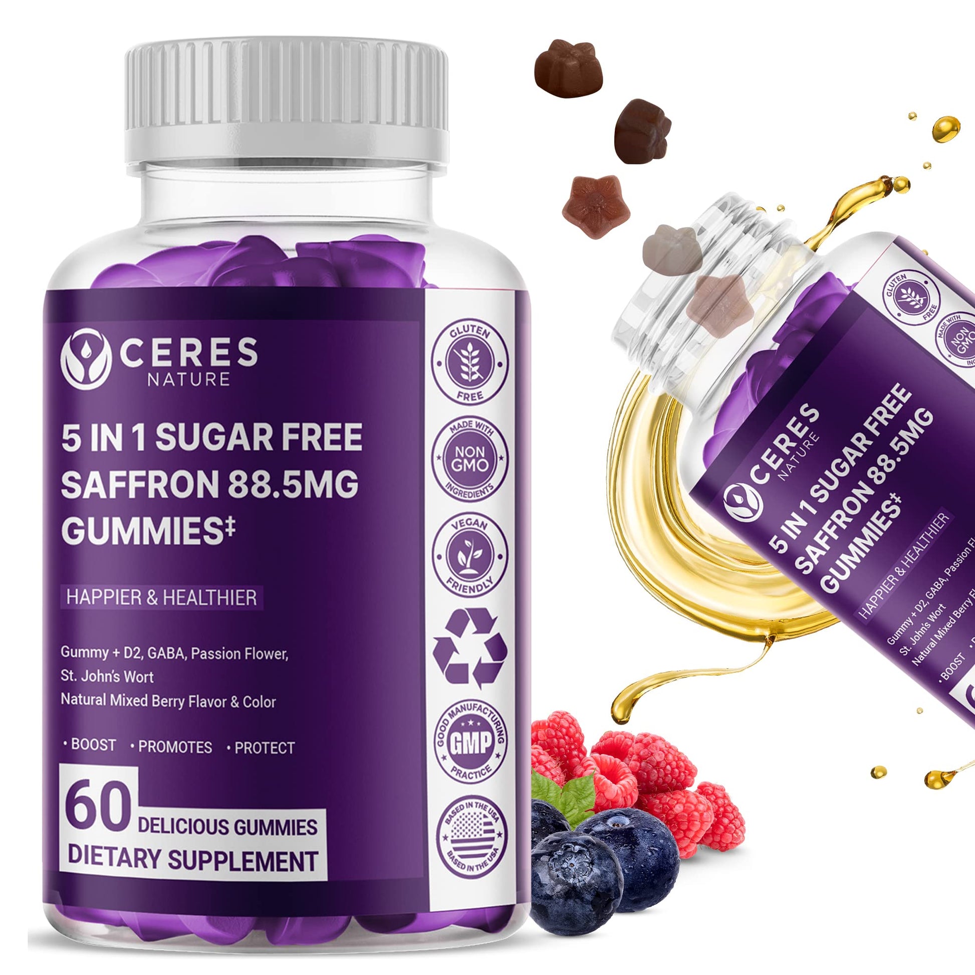 Premium Saffron Extract 88.5mg** Gummy - Appetite Control, Eye Support, Boost Energy 