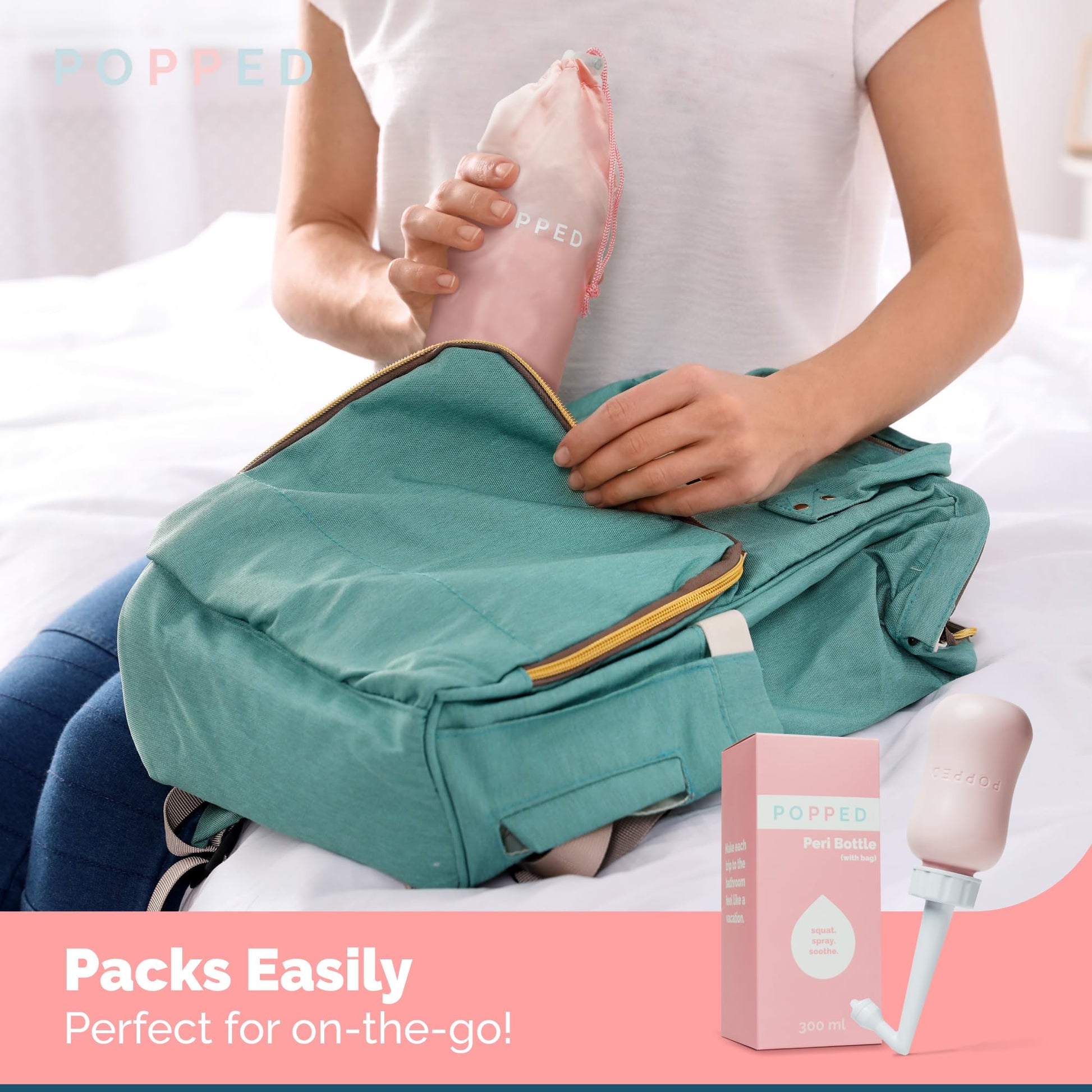 Popped Peri Bottle for Postpartum Care | Portable Bidet | Spray Bottle for Pain Relief, Tears POPPED