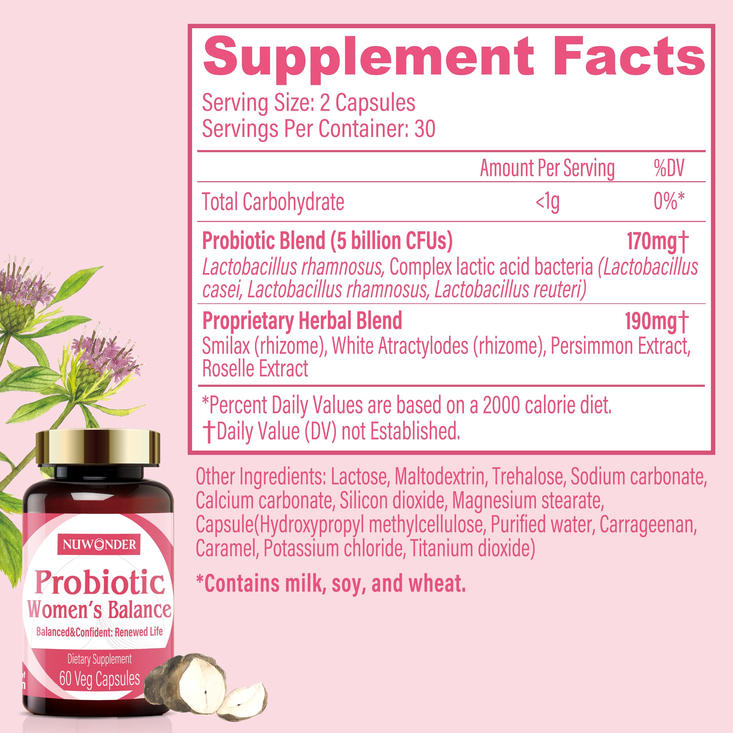 NUWONDER Women's probiotic - Natural Vaginal Support Supplement, Balanced & Confident NUWONDER