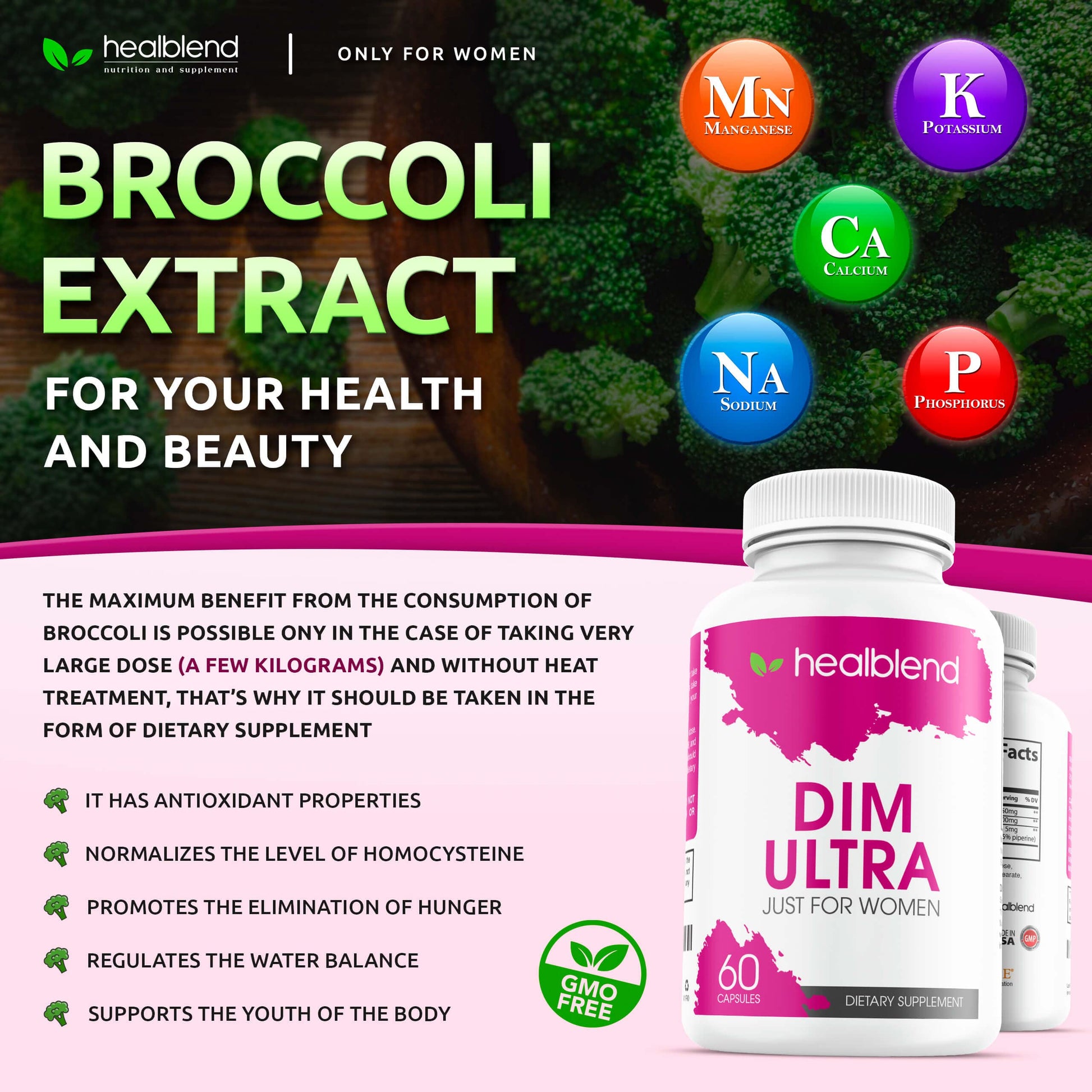 healblend DIM Ultra Dietary Supplement 350mg with Bioperine, Diindolylmethane healblend