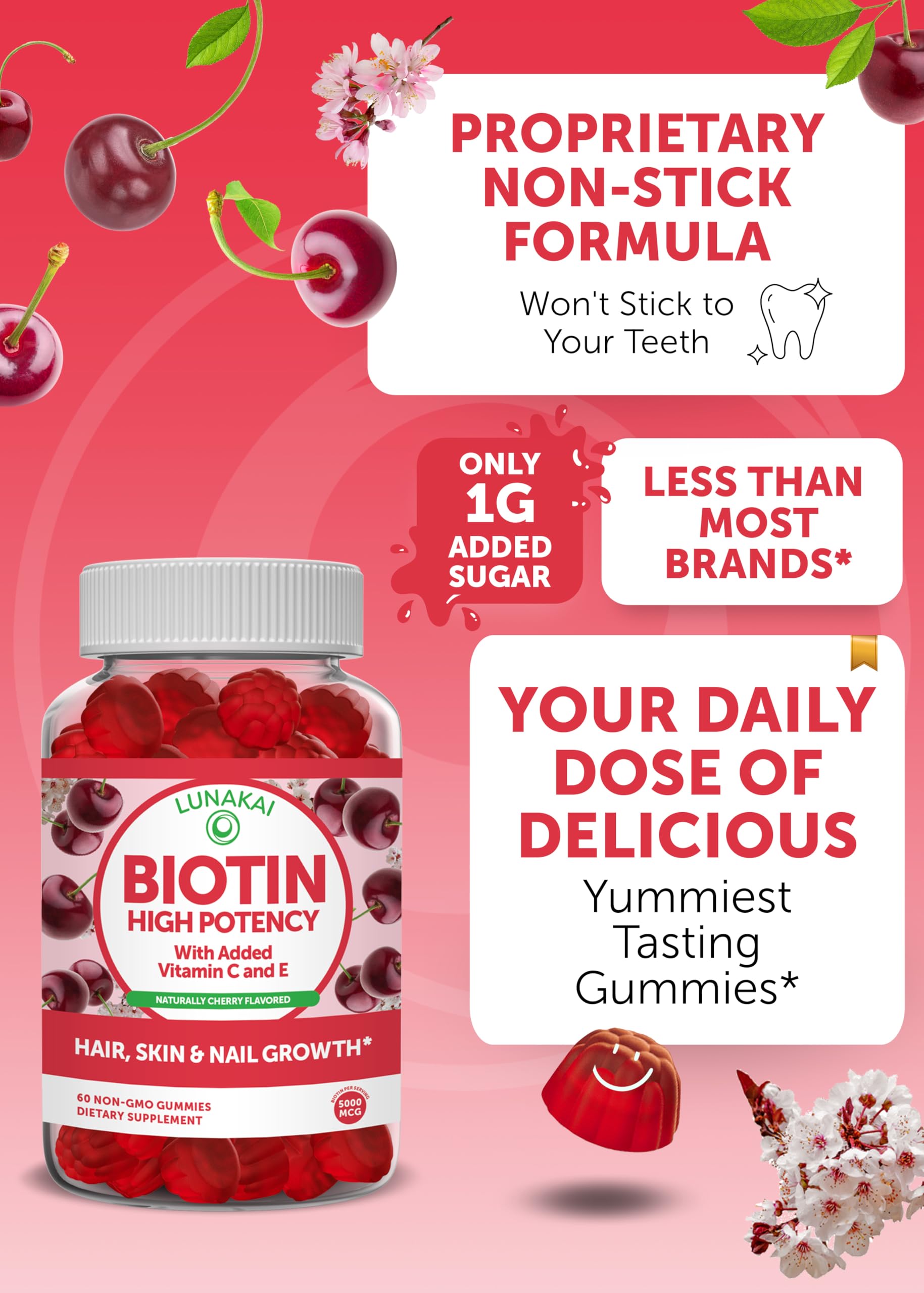 Biotin and Prenatal Bundle - Hair Skin and Nails Gummies with Vitamin C and E - Chewable Multivitamin Lunakai