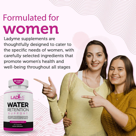 Water Retention Pills for Women Bloating Relief with Vitamin B6, Dandelion & Green Tea Natural