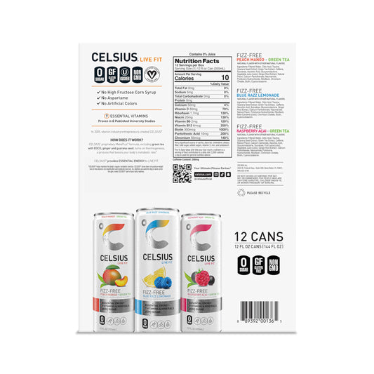 CELSIUS Fizz Free Variety Pack, Functional Essential Energy Drink 12 Fl Oz (Pack of 12)